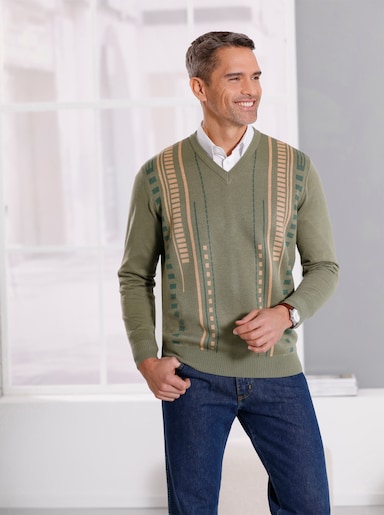 Pullover - khaki-gemustert