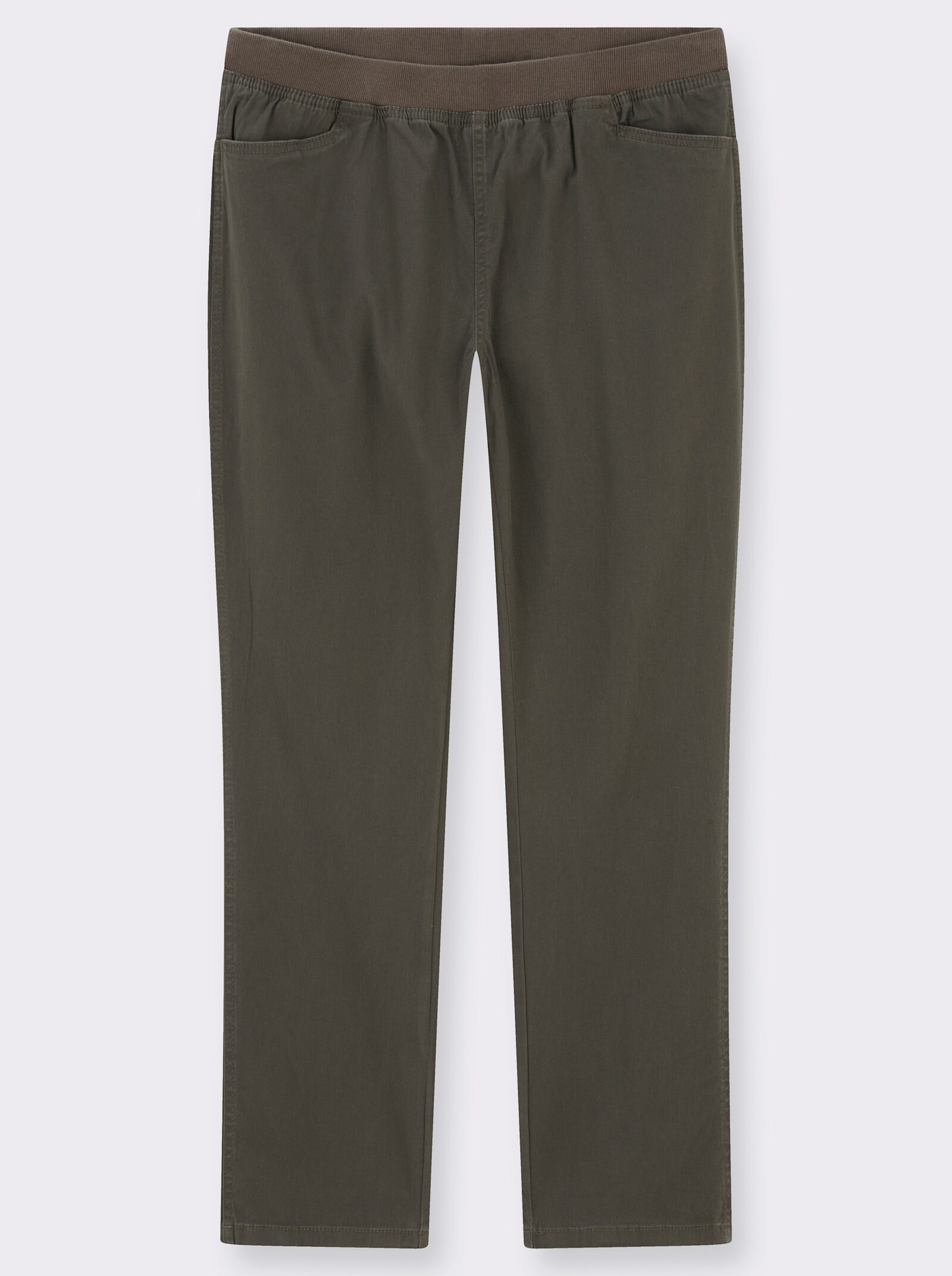 Stretch-Jeans mit Rundum-Dehnbund - khaki