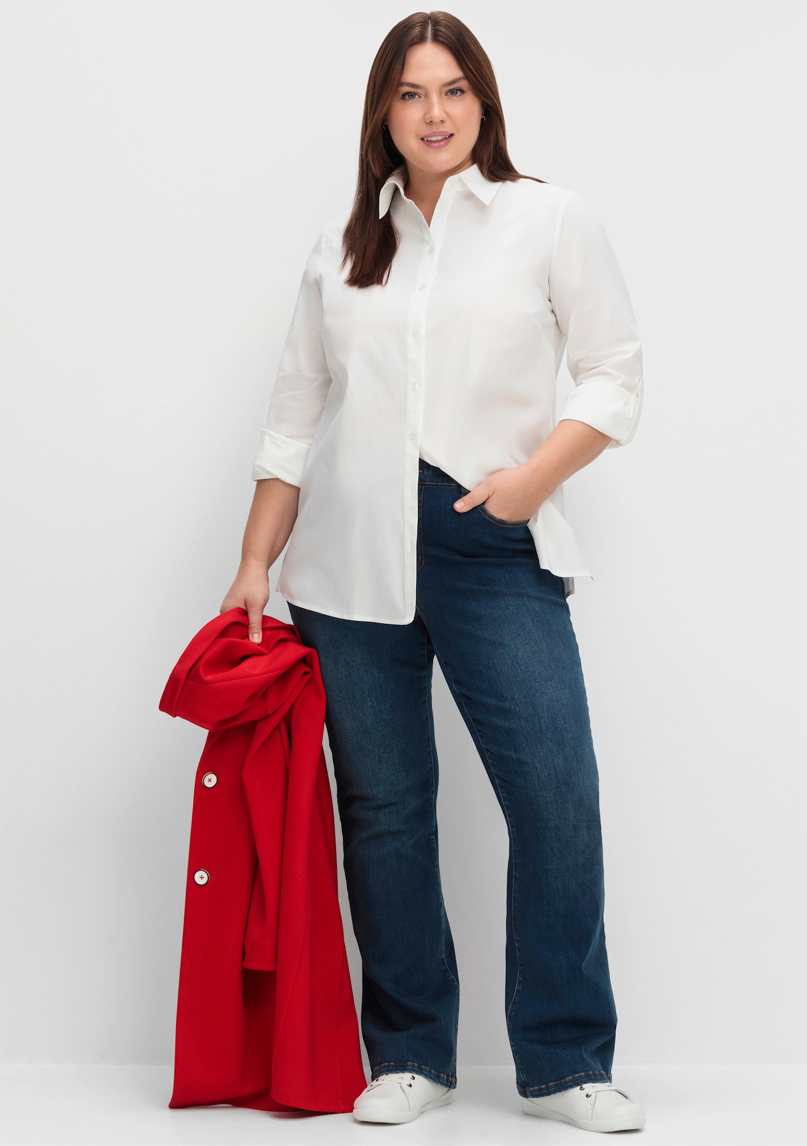 sheego Jeans met bodyforming-effect, bootcut - dark blue denim