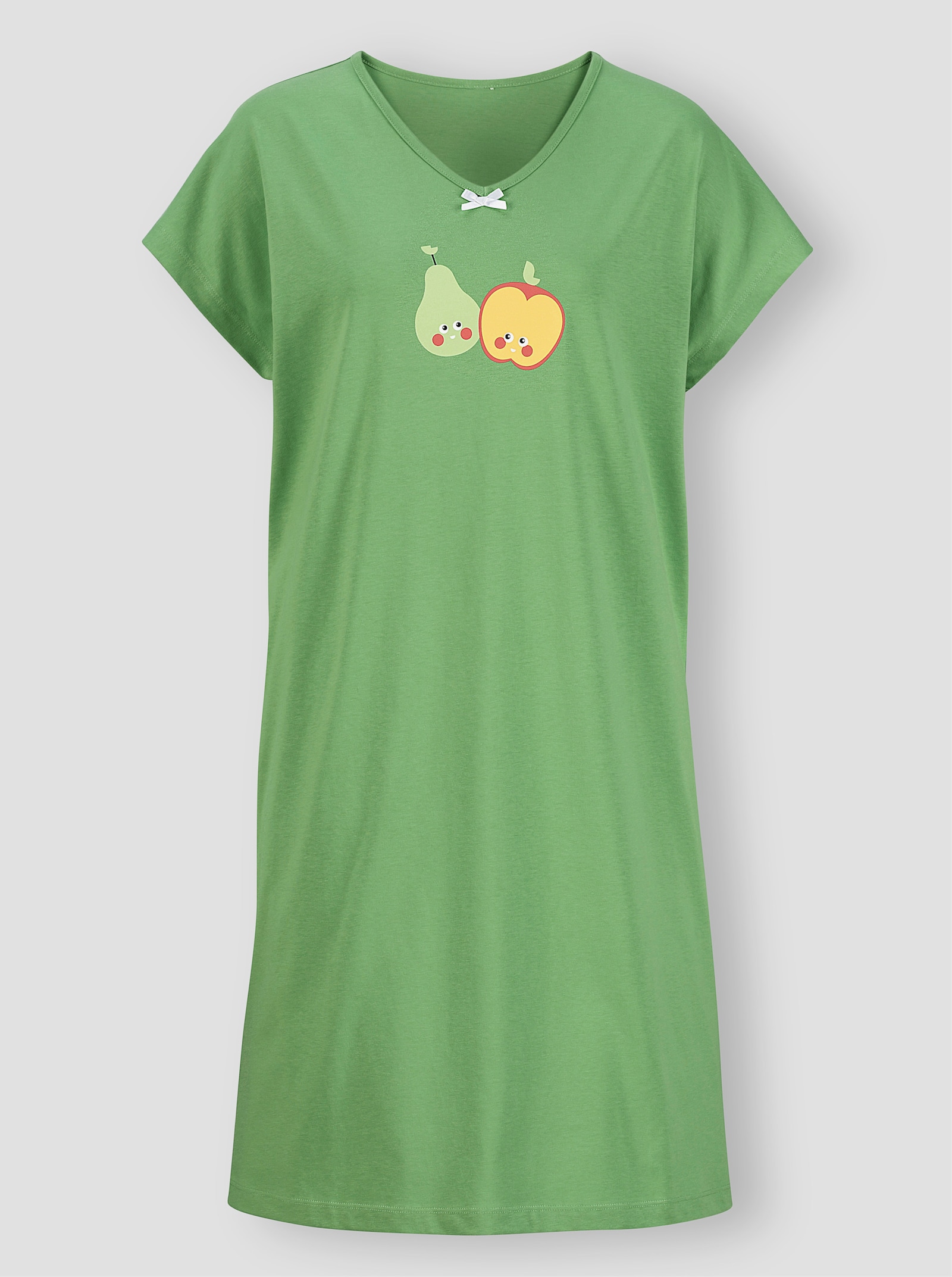 wäschepur Sleepshirts aus Baumwoll-Jersey - apfel + weiß-bedruckt