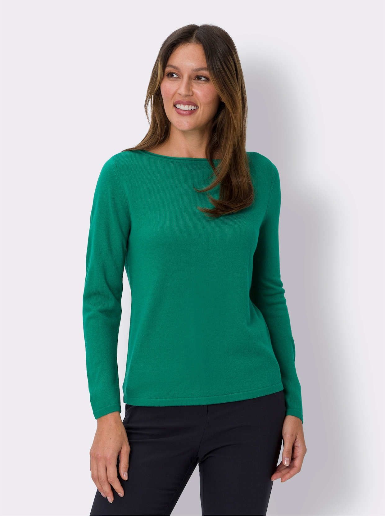 Langarm-Pullover - smaragd