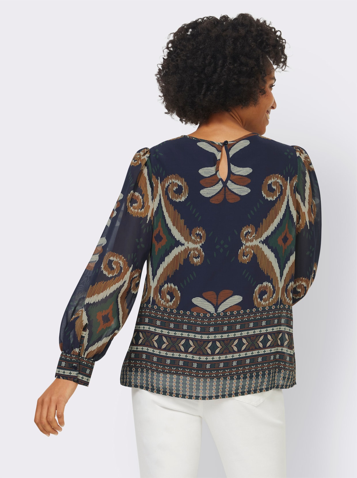 heine Blouse met print - marine-cognac-bedrukt