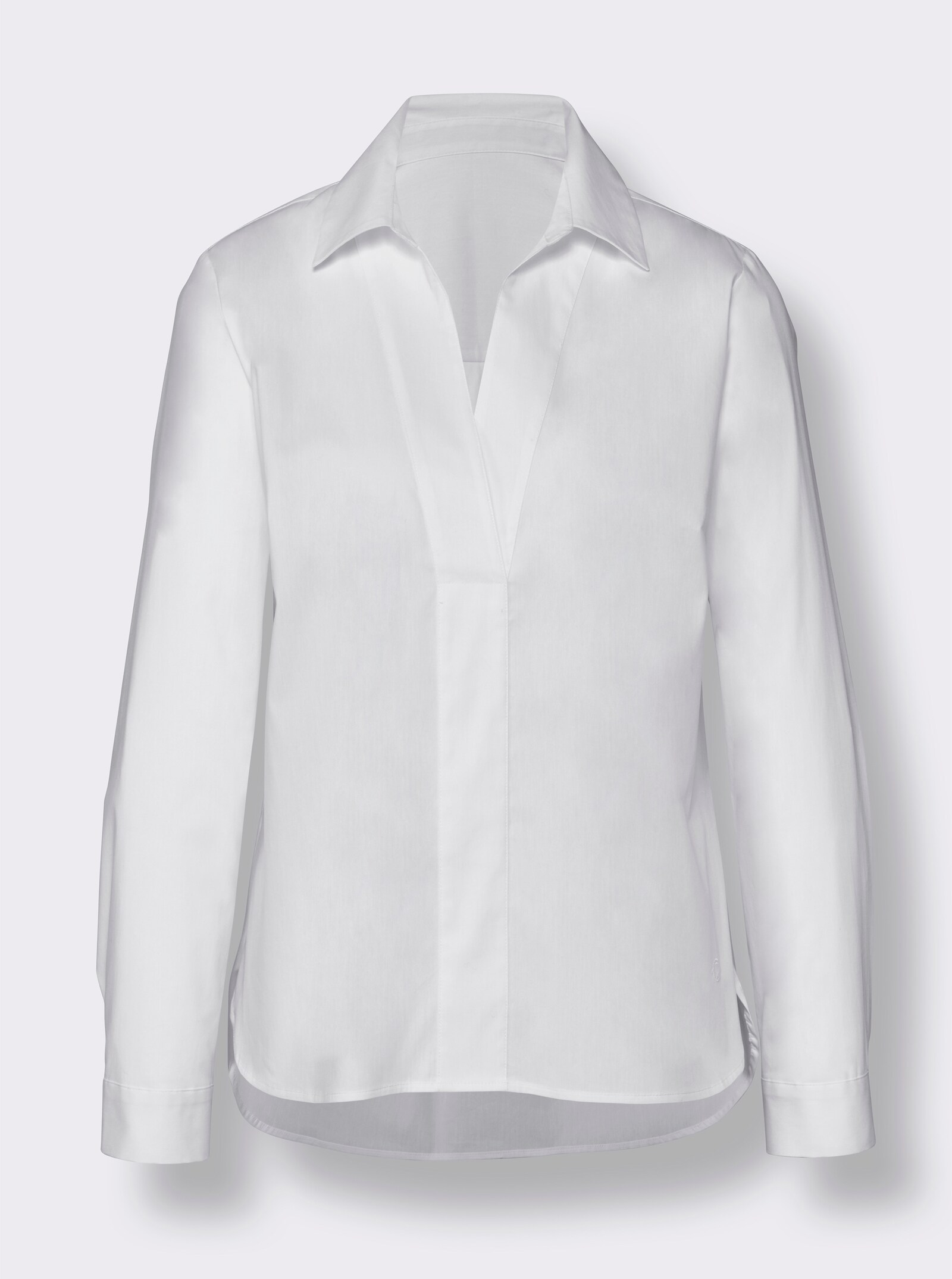 CREATION L PREMIUM Langarm-Bluse mit V-Ausschnitt, überlappend - ecru