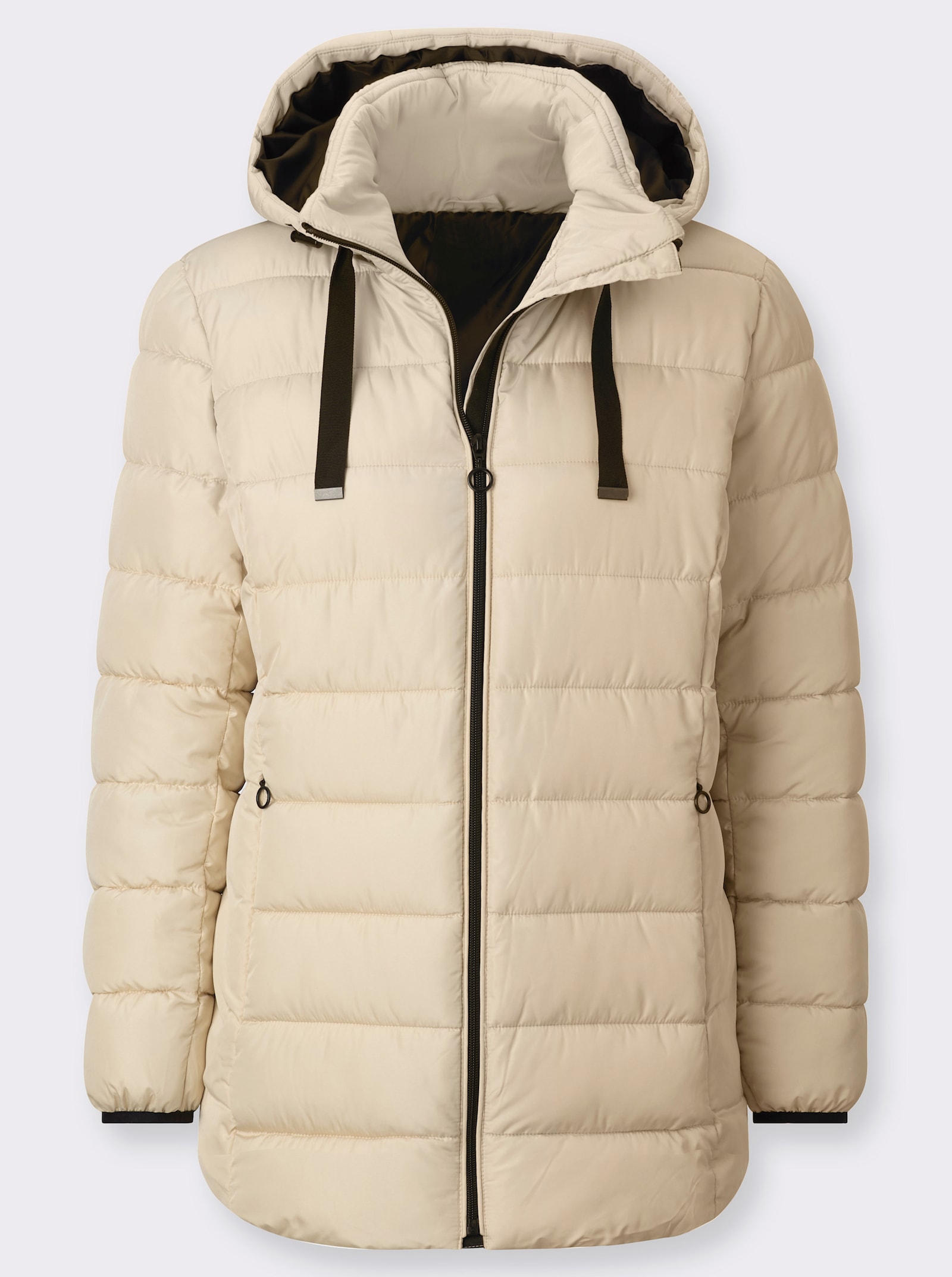 Steppjacke mit elastischer Kontrast-Paspelierung - sand