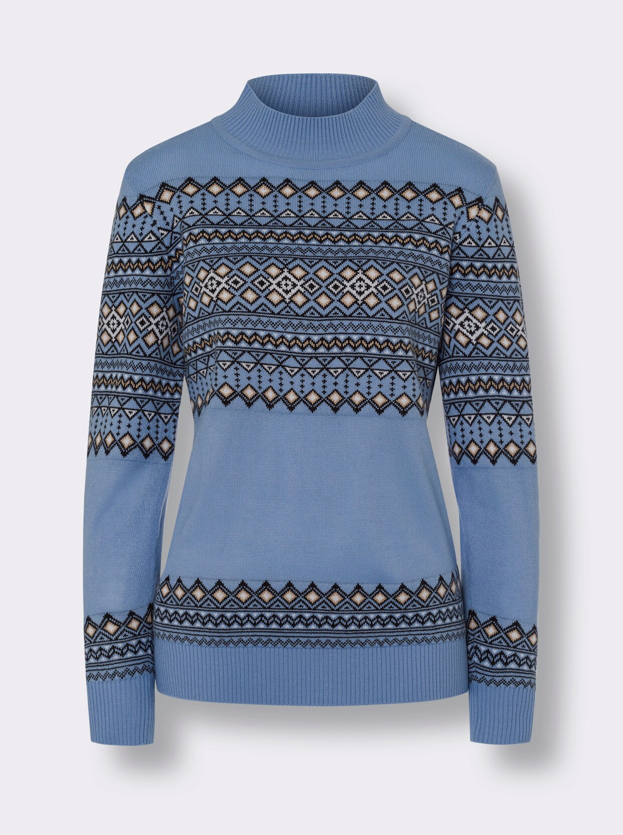 Norwegerpullover - bleu-schwarz-gemustert