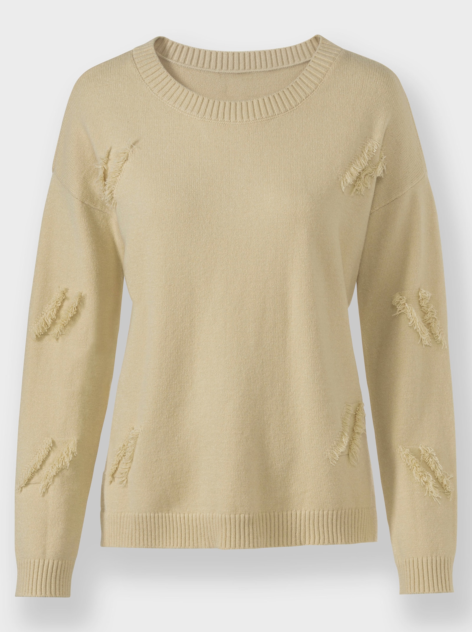 heine Feinstrickpullover mit Fransen - sand