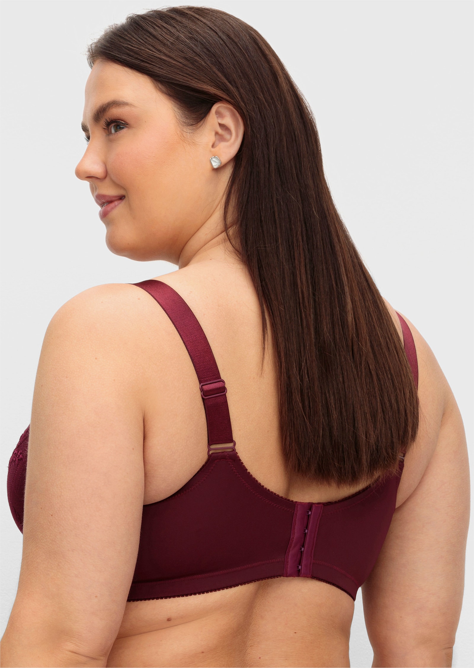 sheego Beugelbeha met kant - wijnrood