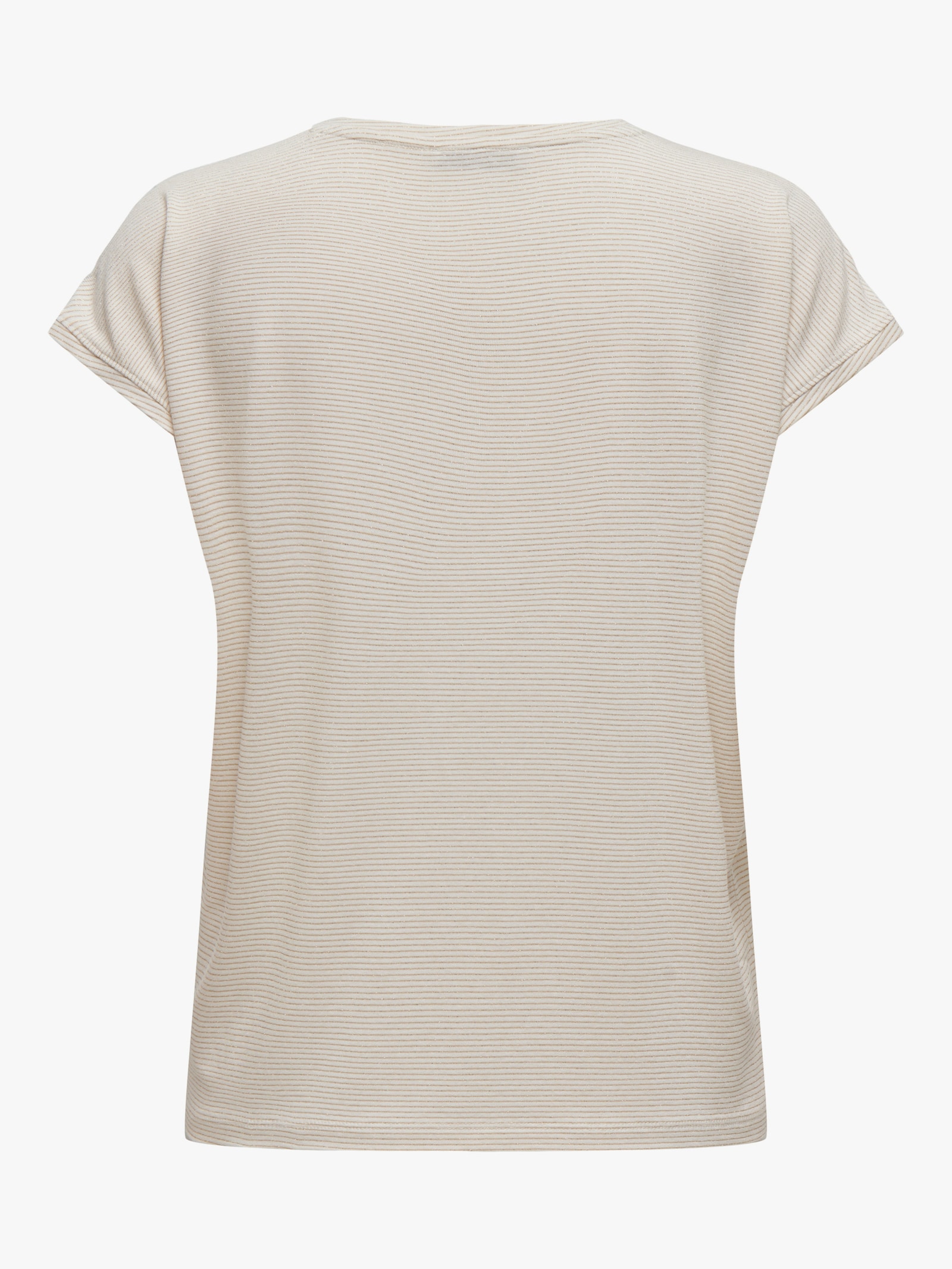 ONLY CARMAKOMA Kurzarmshirt - cloud dancer detail:gold lurex stripe