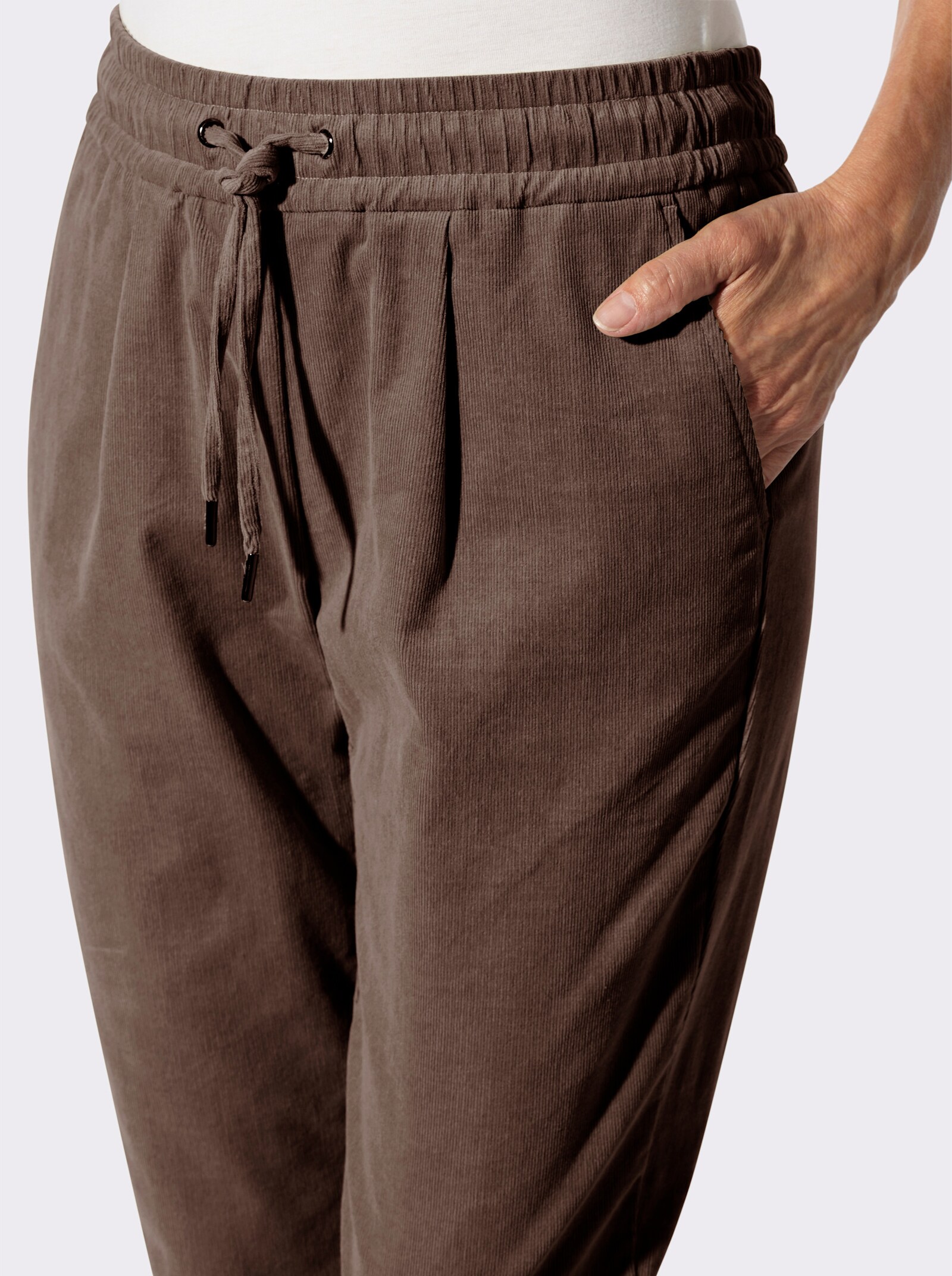 Cordhose mit Schlupfbund - schoko