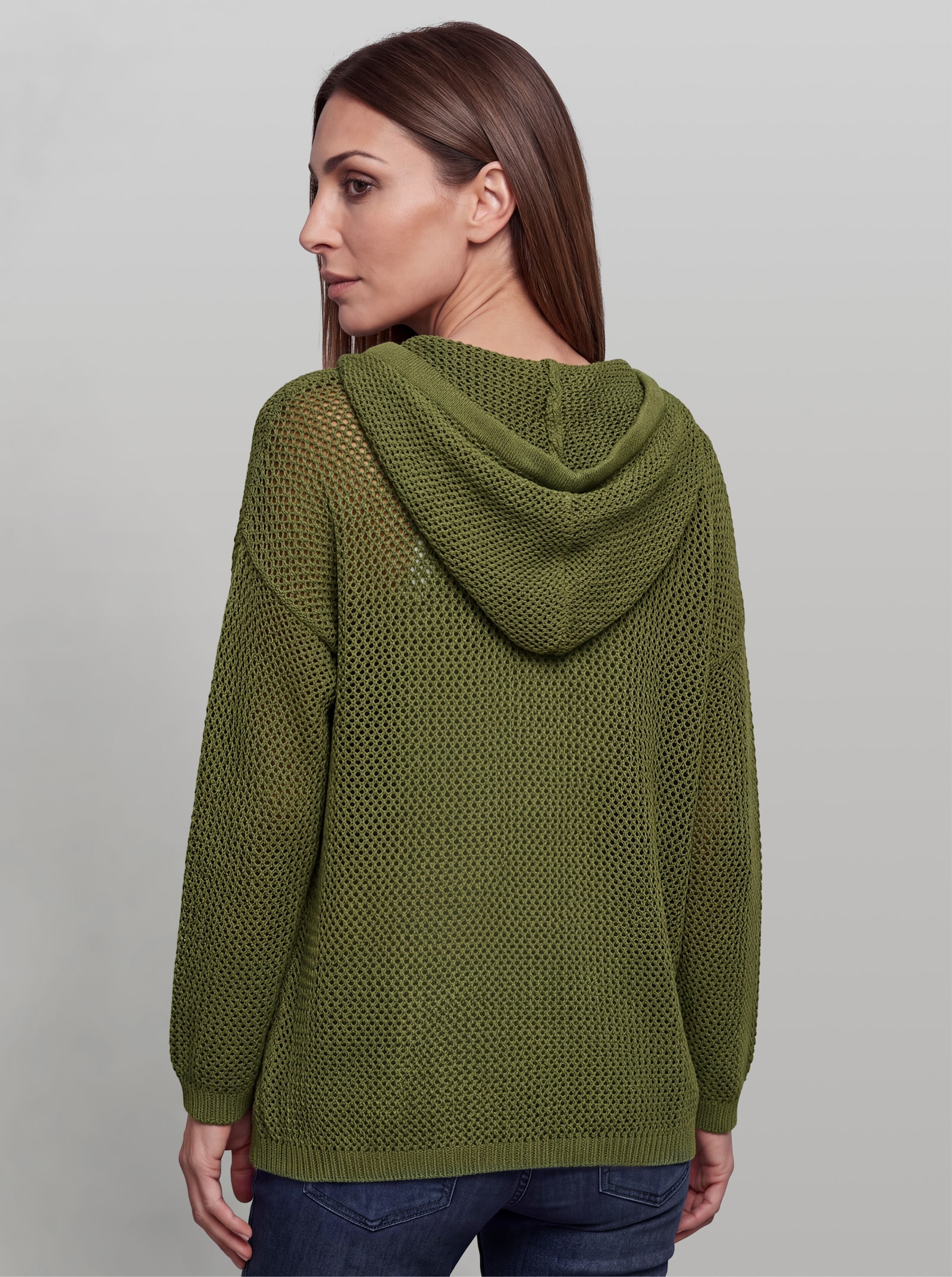 heine Lurex-Pullover mit Kapuze - oliv