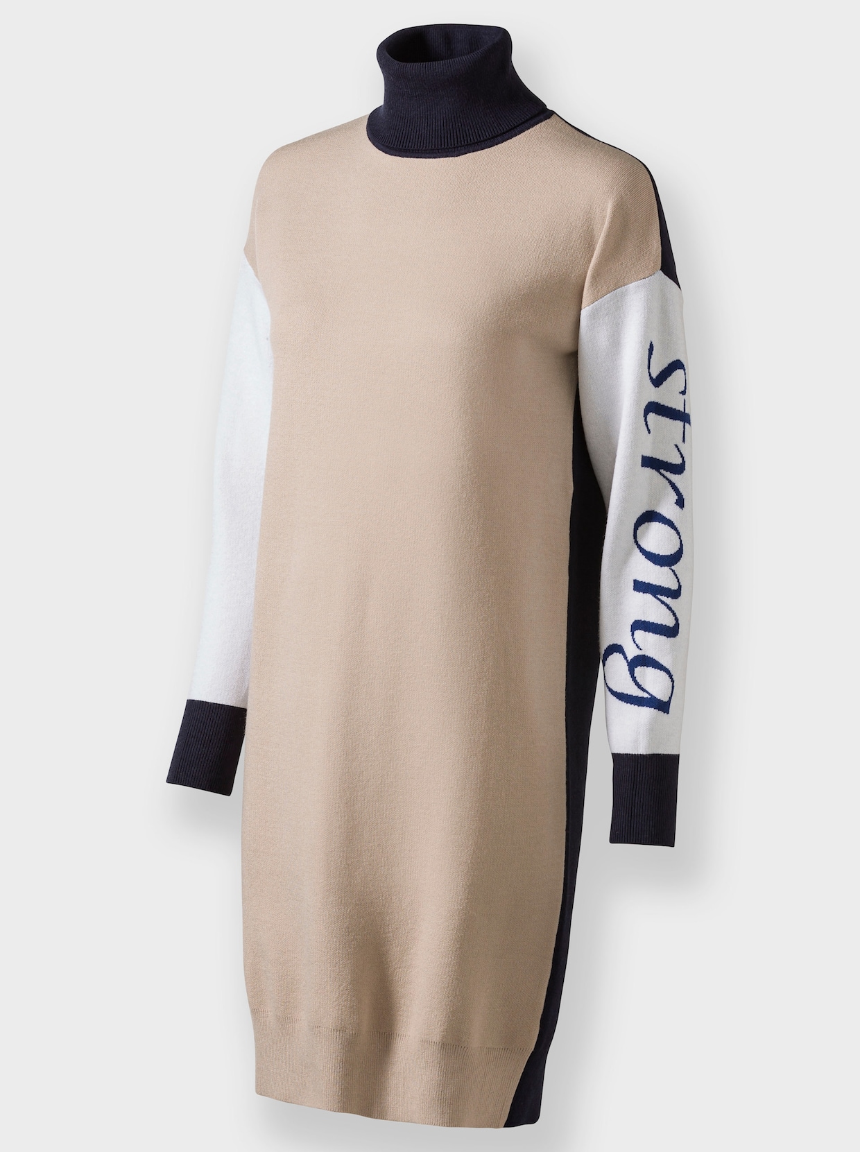 heine Tricotjurk - beige-marine gedessineerd