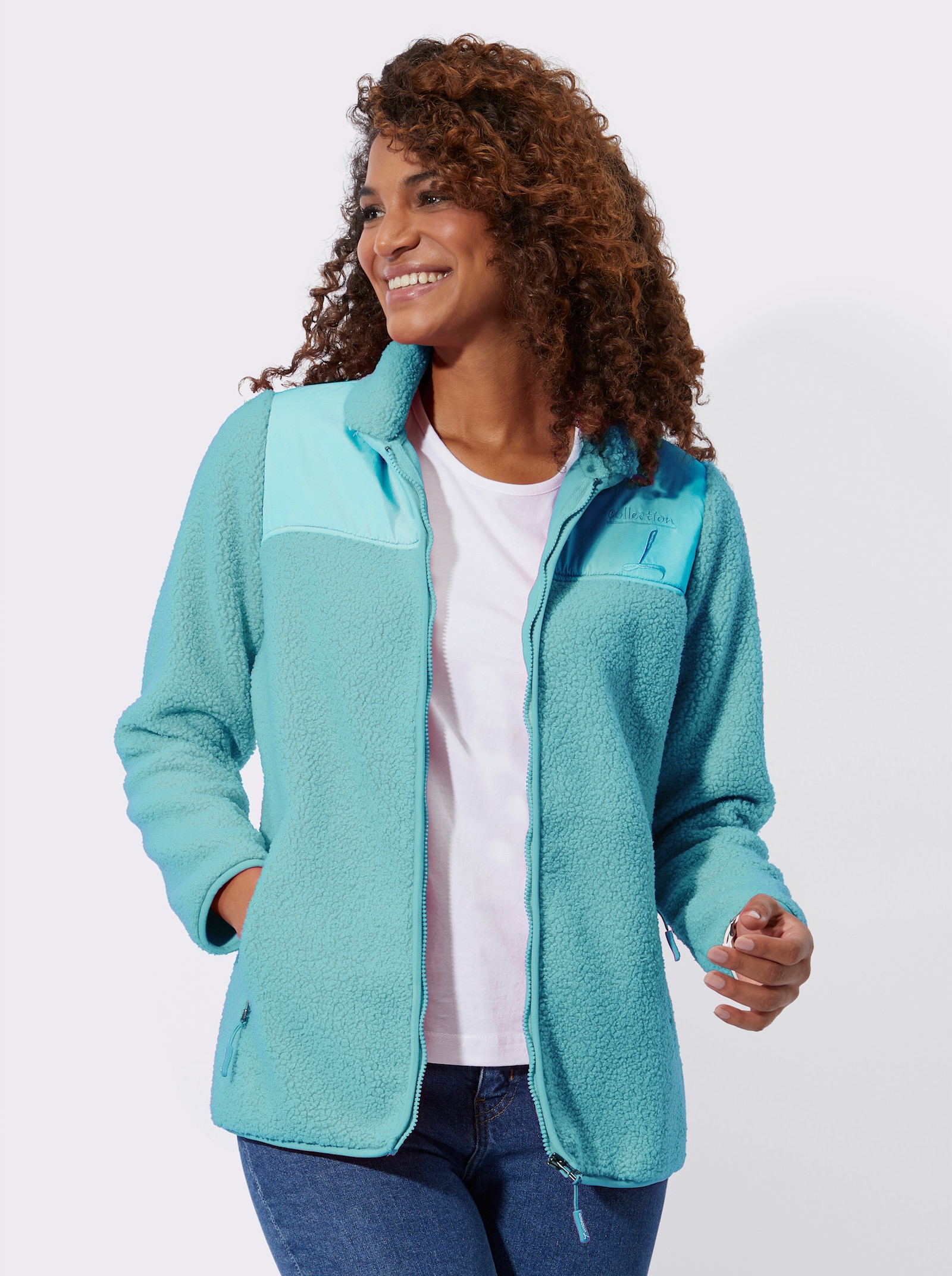 Jacke im Material-Mix - ozean