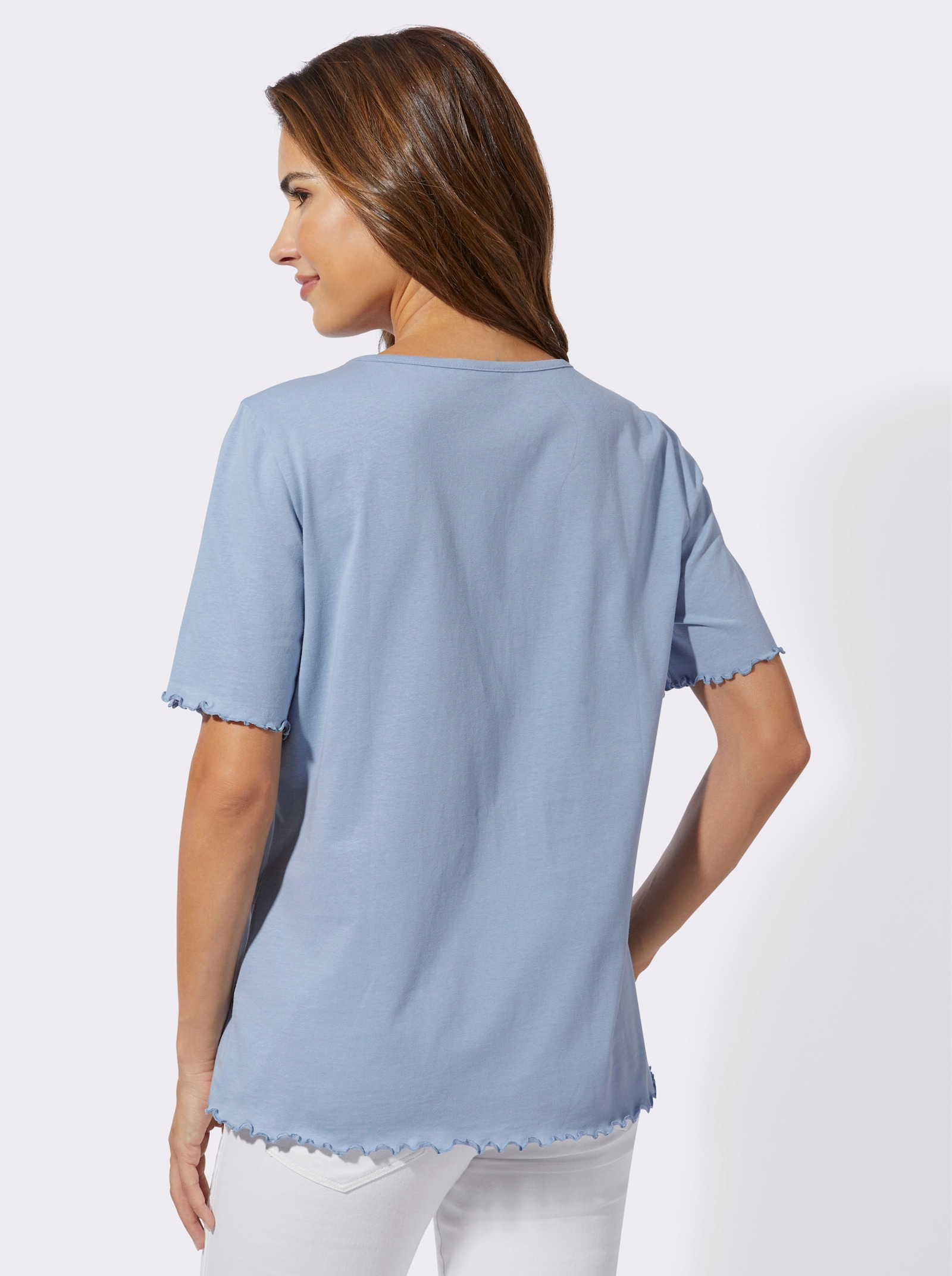 Kurzarmshirt mit Druck-Motiv - bleu-marine