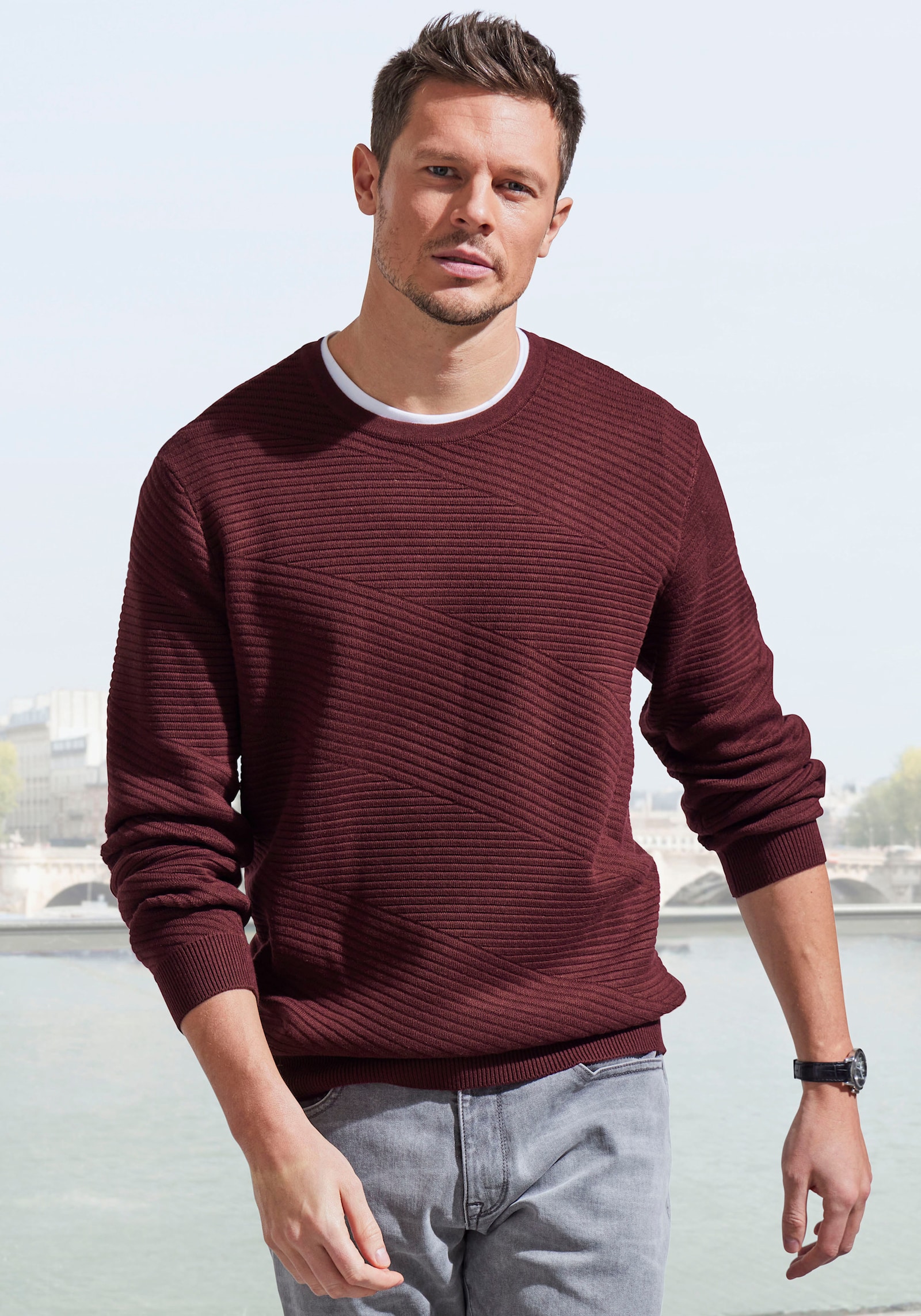 John Devin Strickpullover - dunkelrot