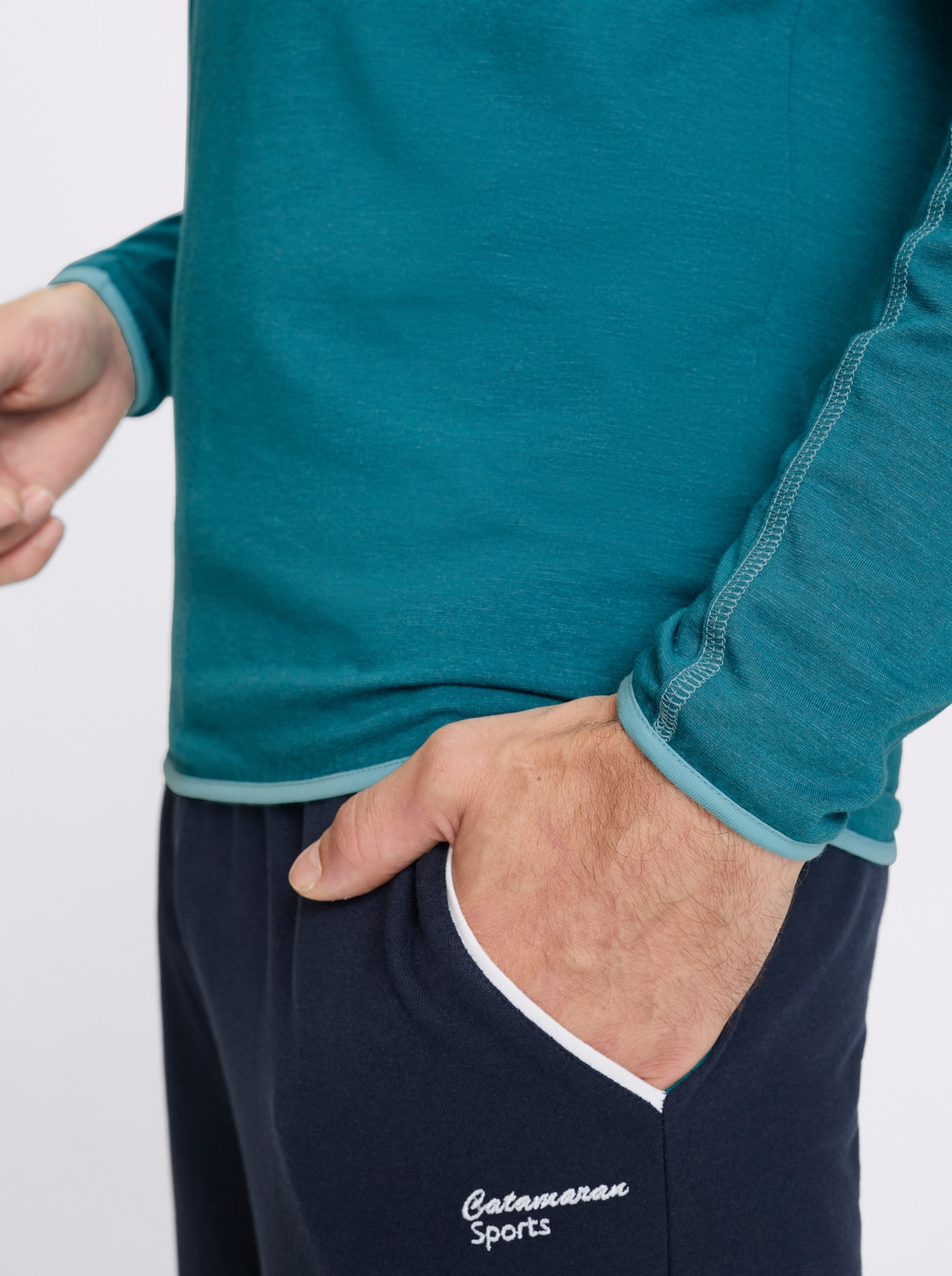 Catamaran Sports Freizeitshirt mit elastischen Abschlüssen - topas-meliert