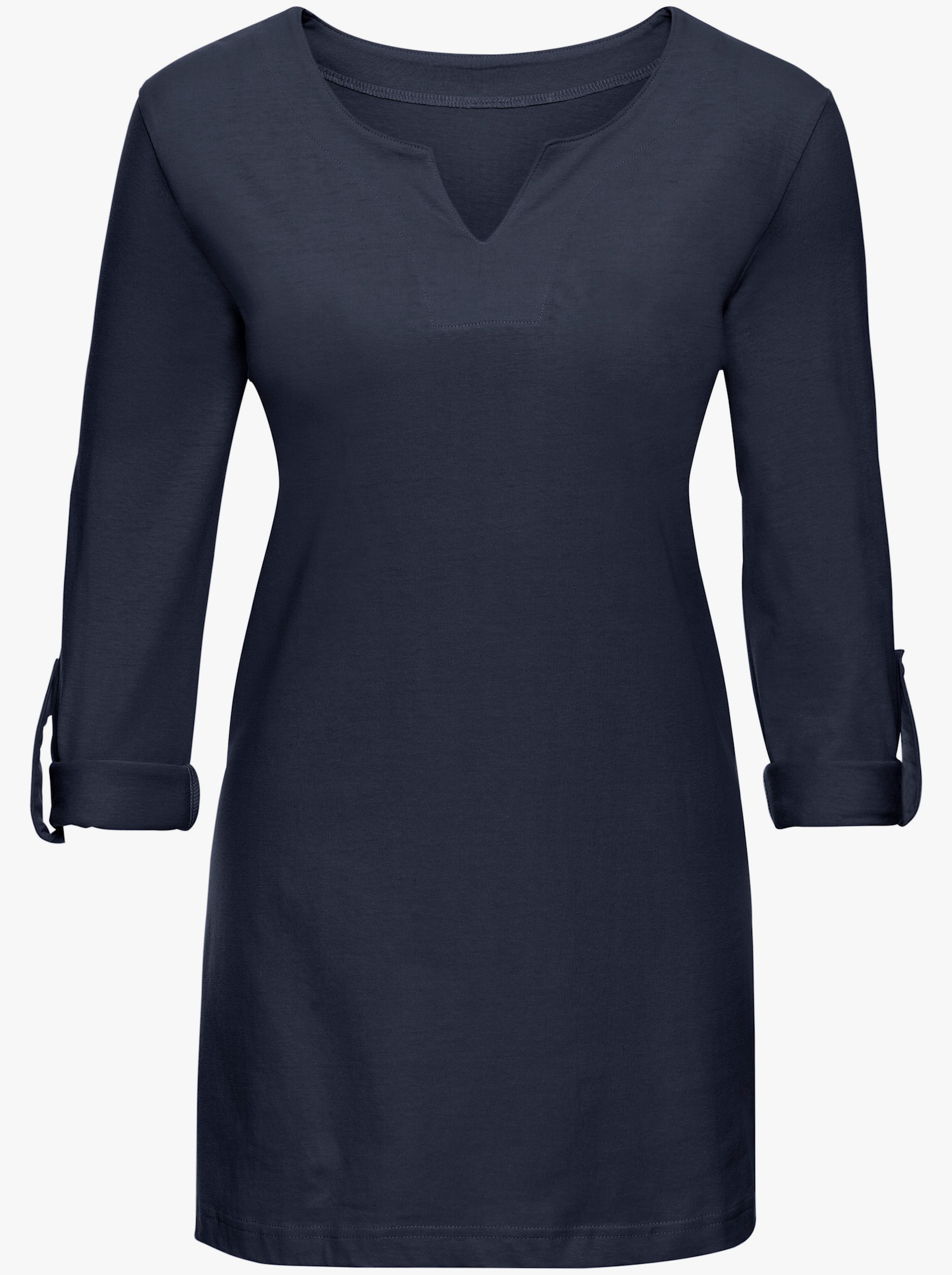 Longshirt mit Ärmeln zum Krempeln - marine