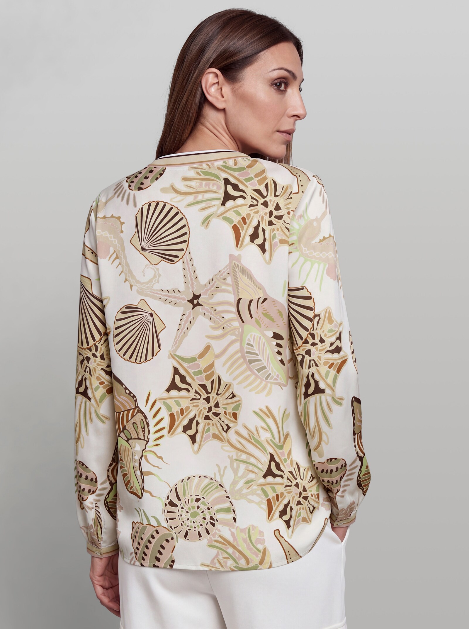 heine Schlupf-Bluse aus Viskose - ecru-schlamm-bedruckt