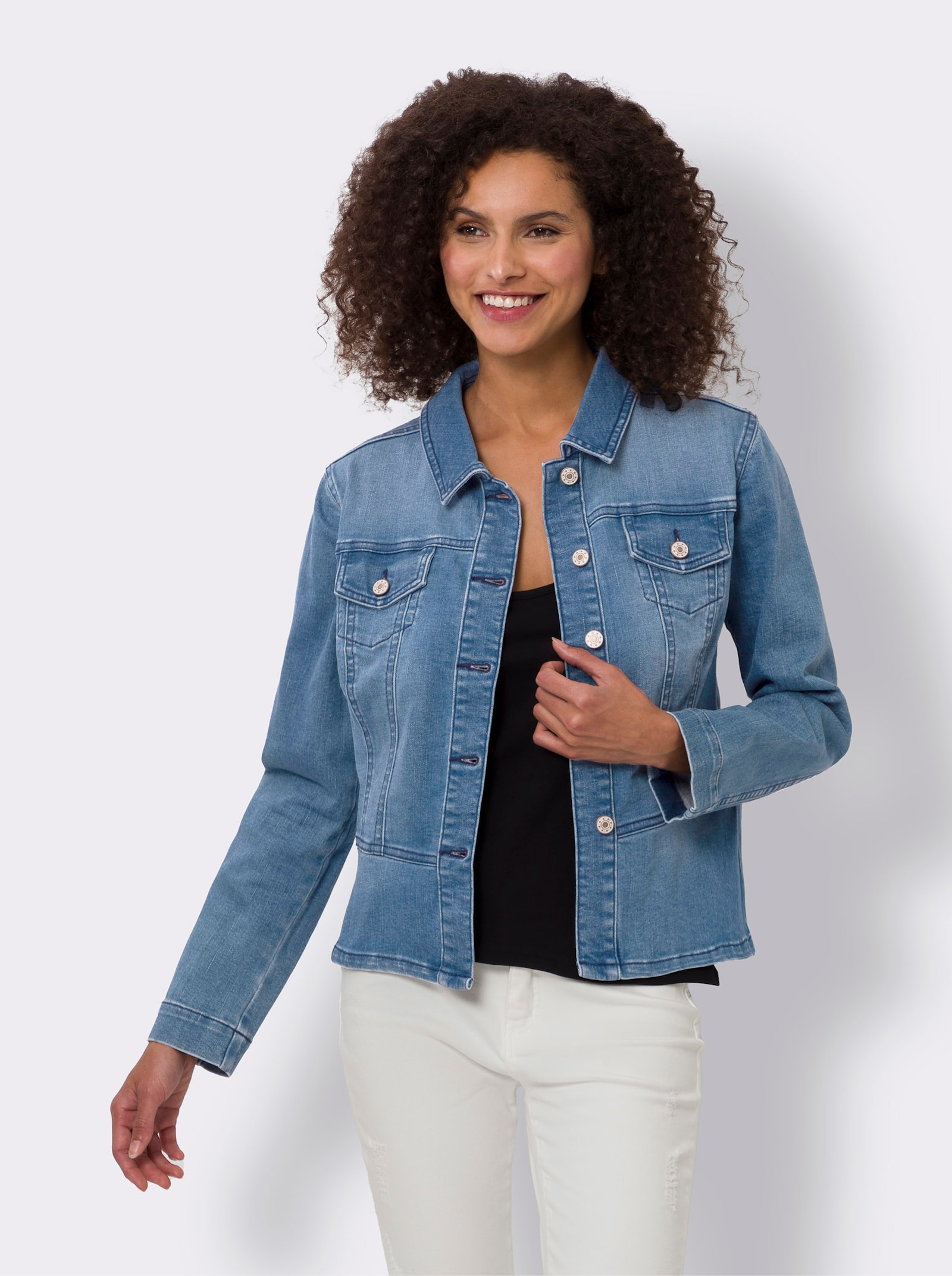 heine Jeansjacke mit Schößchen - blue-bleached