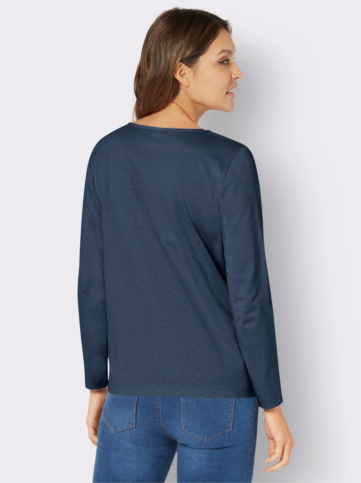 Shirt met lange mouwen - donkerblauw-wit