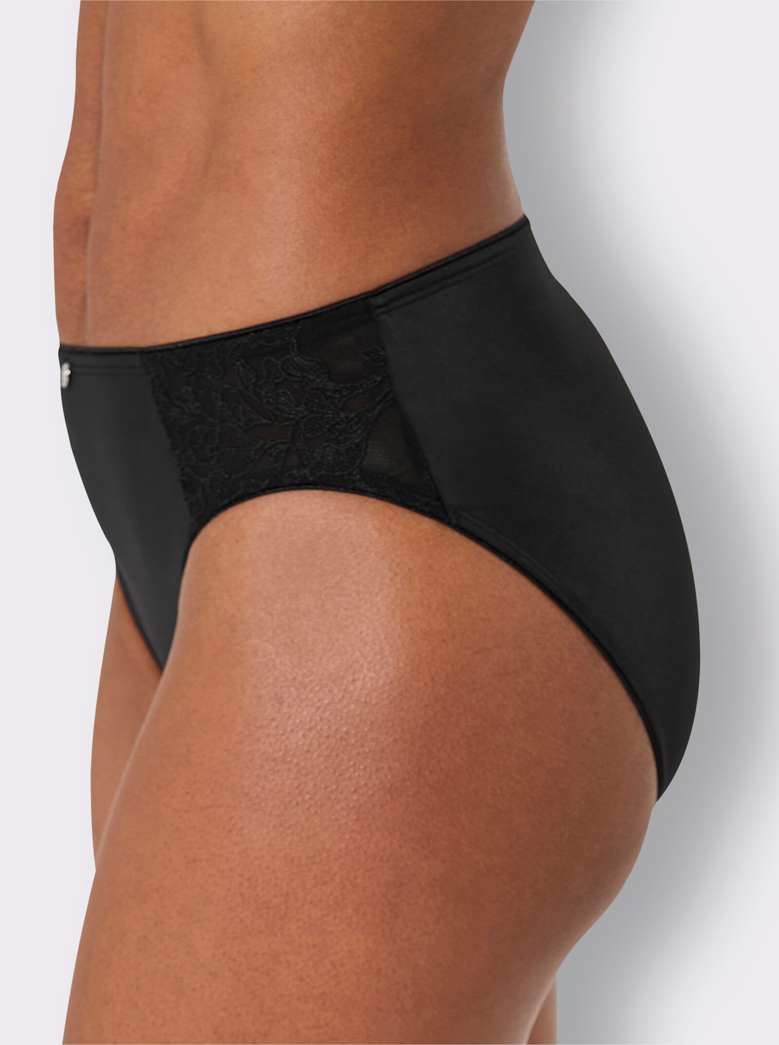 wäschepur Jazzpants mit seitlichem Spitzeneinsatz - schwarz