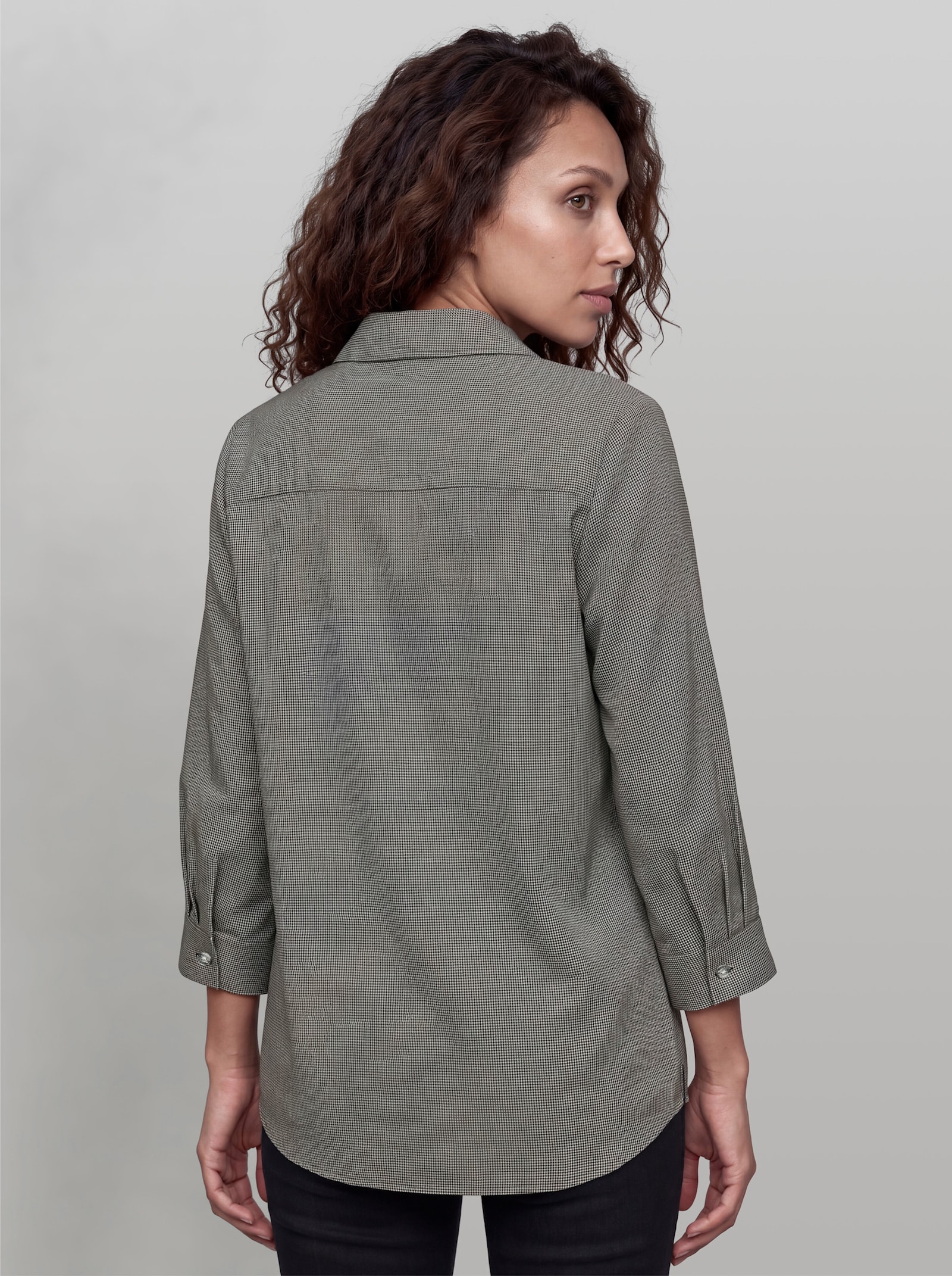heine Karobluse mit Hemdkragen - schwarz-champagner-kariert