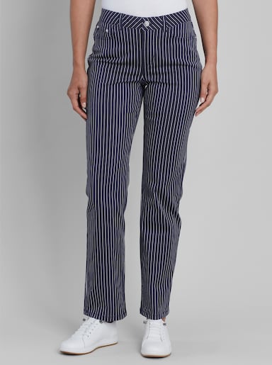heine 5-Pocket-Hose mit Nadelstreifen - marine-ecru-gestreift