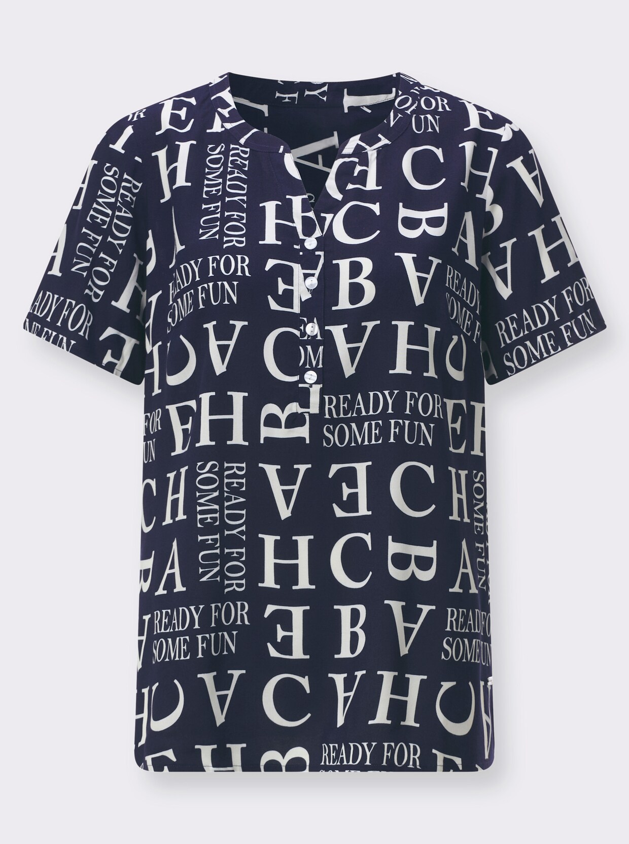 Druckbluse - marine-ecru-bedruckt