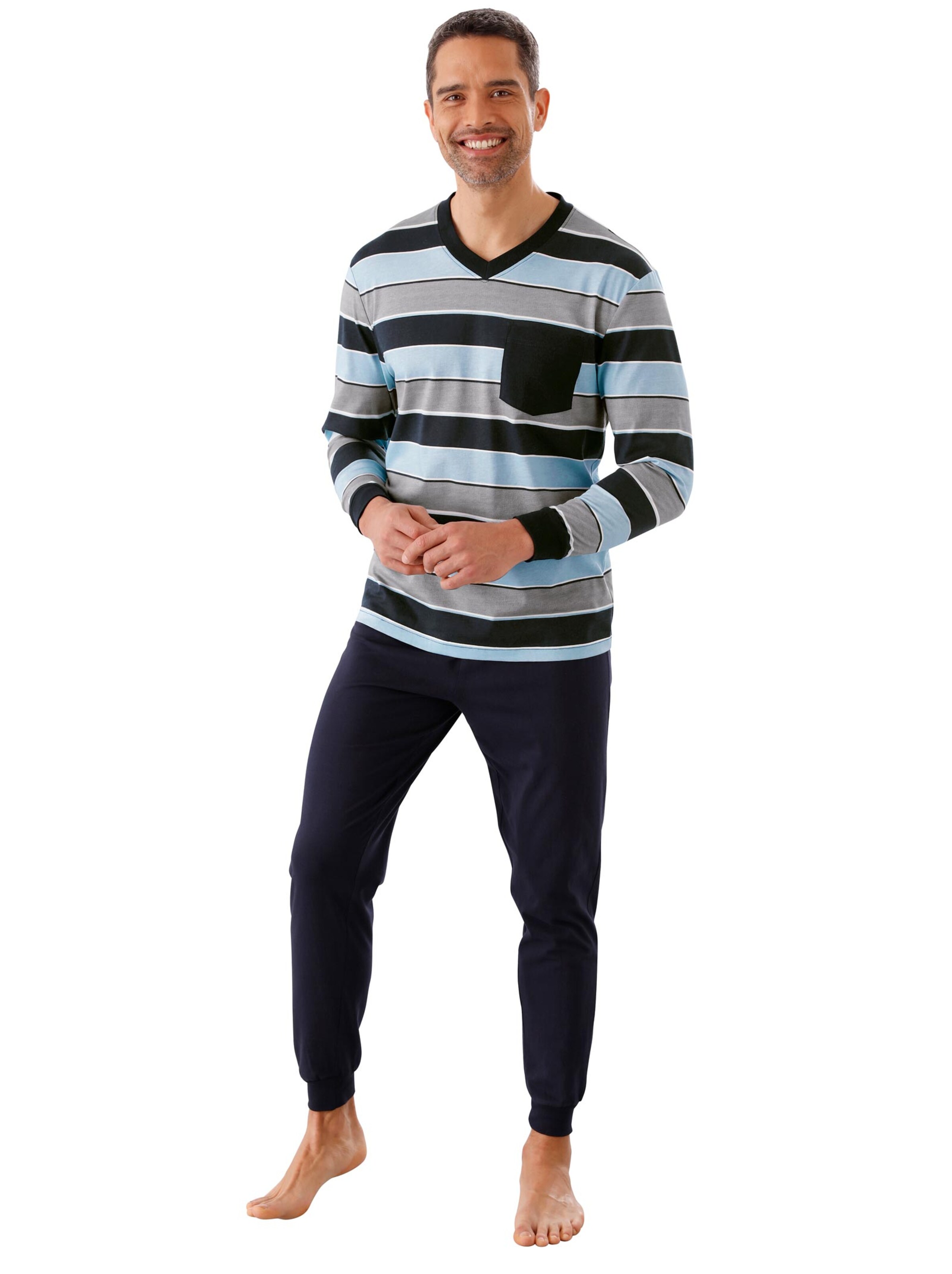 Schlafanzug - marine-gestreift