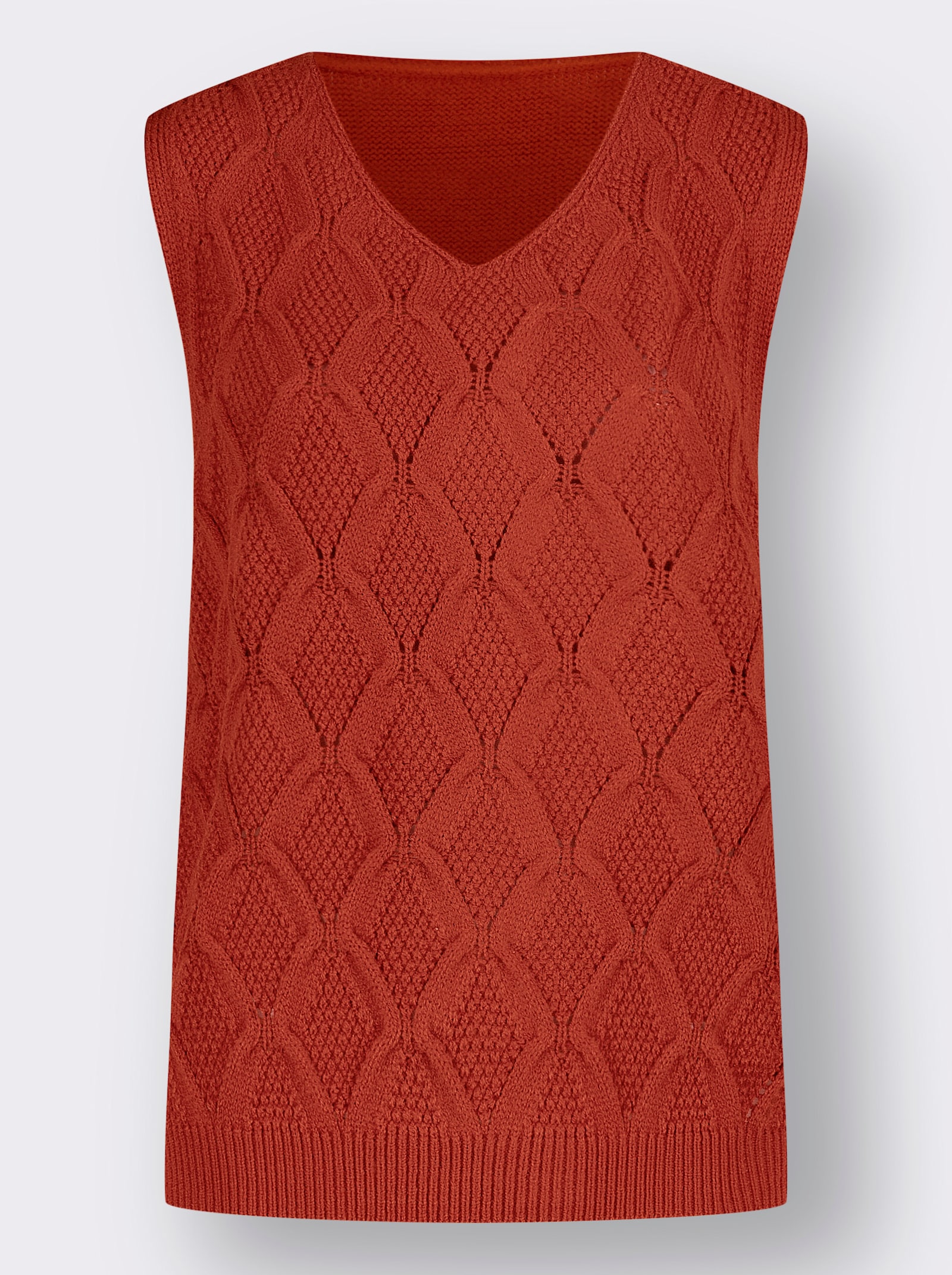 Slip-over met ruitpatroon - roestrood