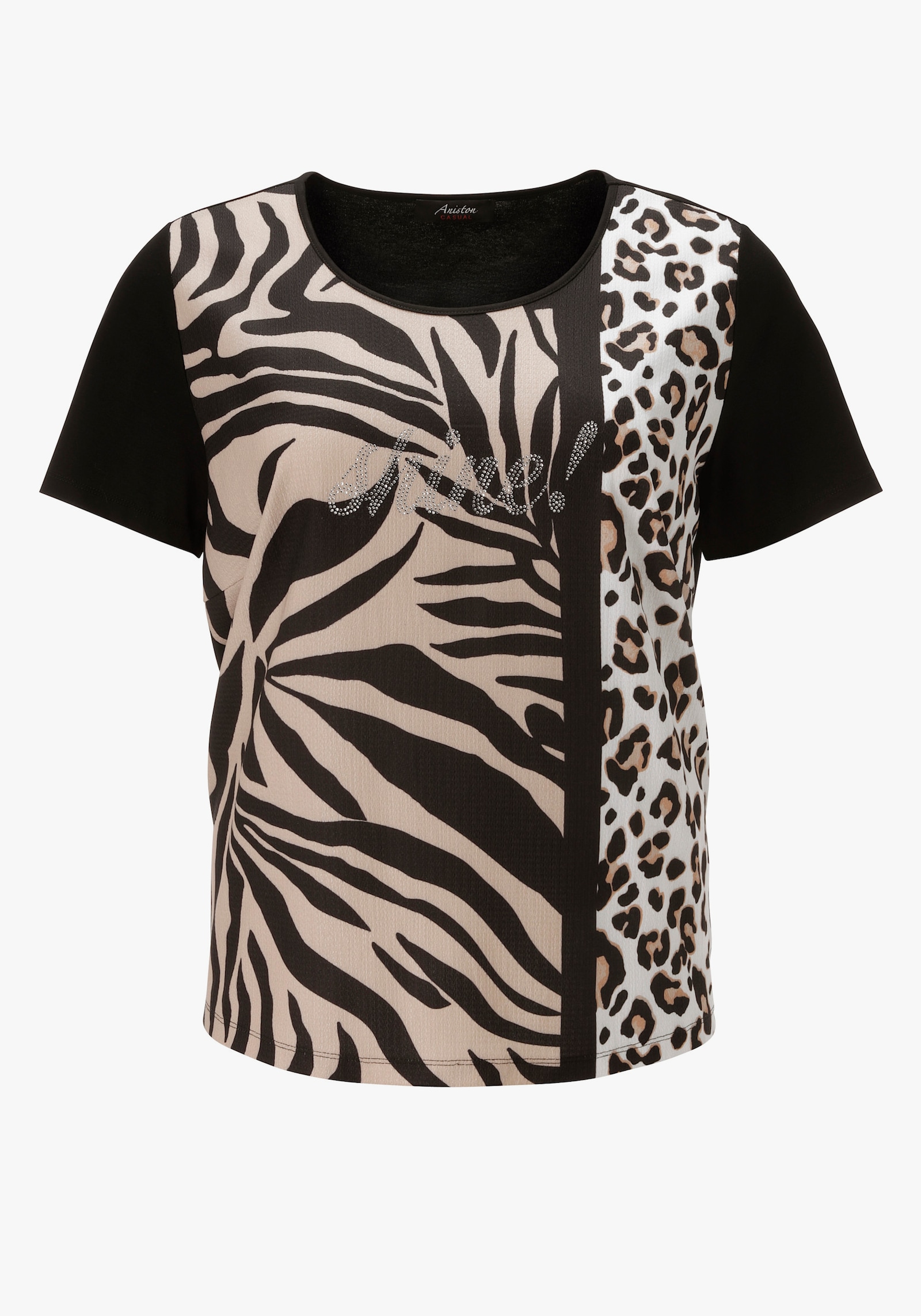 Aniston PLUS T-Shirt - schwarz-beige-weiß