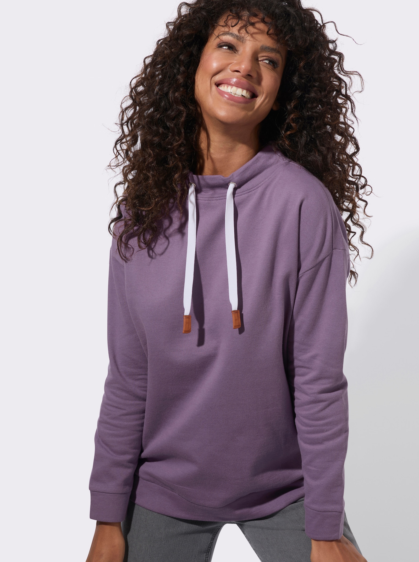  Sweatshirt mit halsfernem Stehkragen - feige