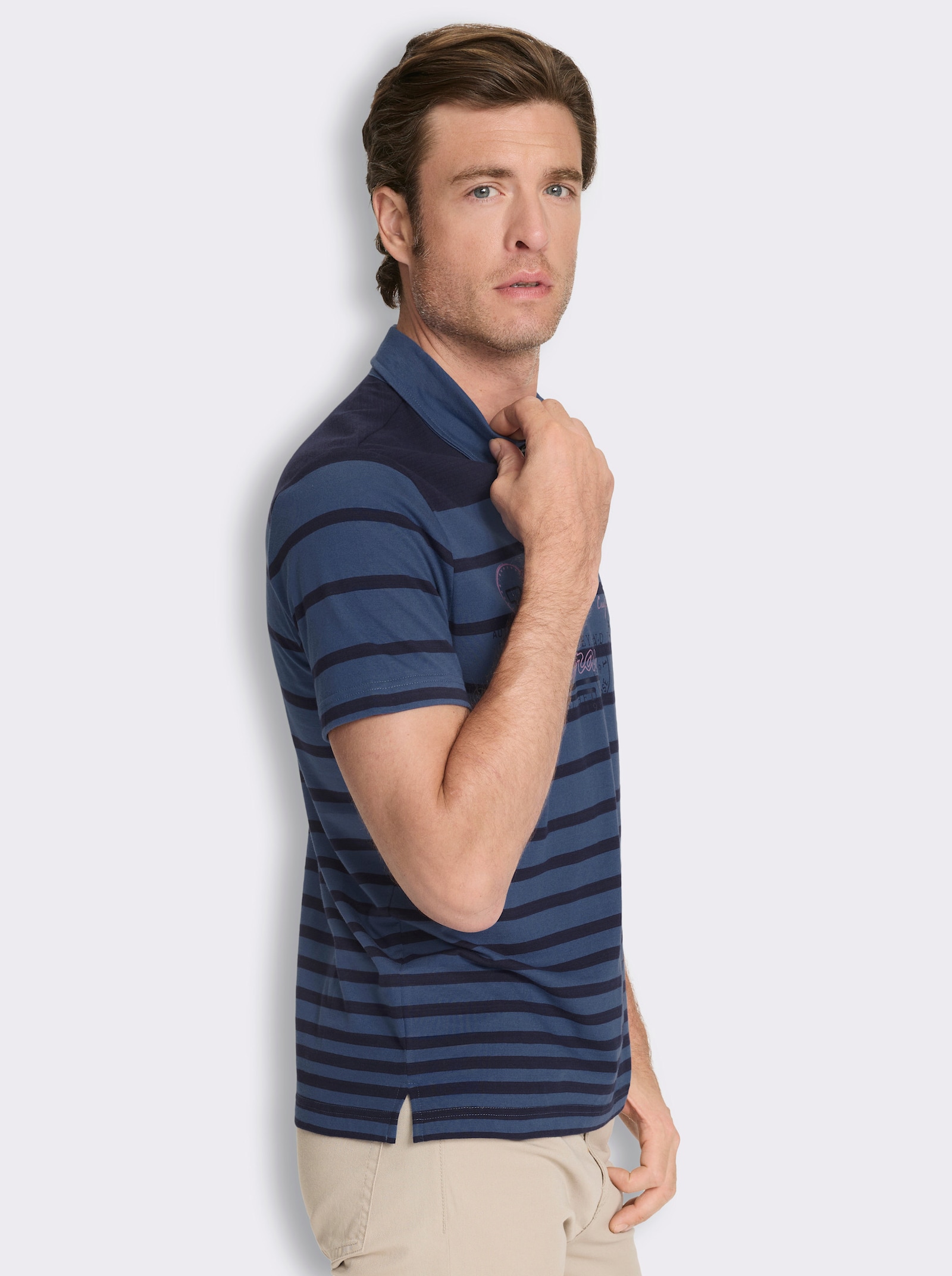 Poloshirt im Streifen-Dessin - jeansblau-gestreift