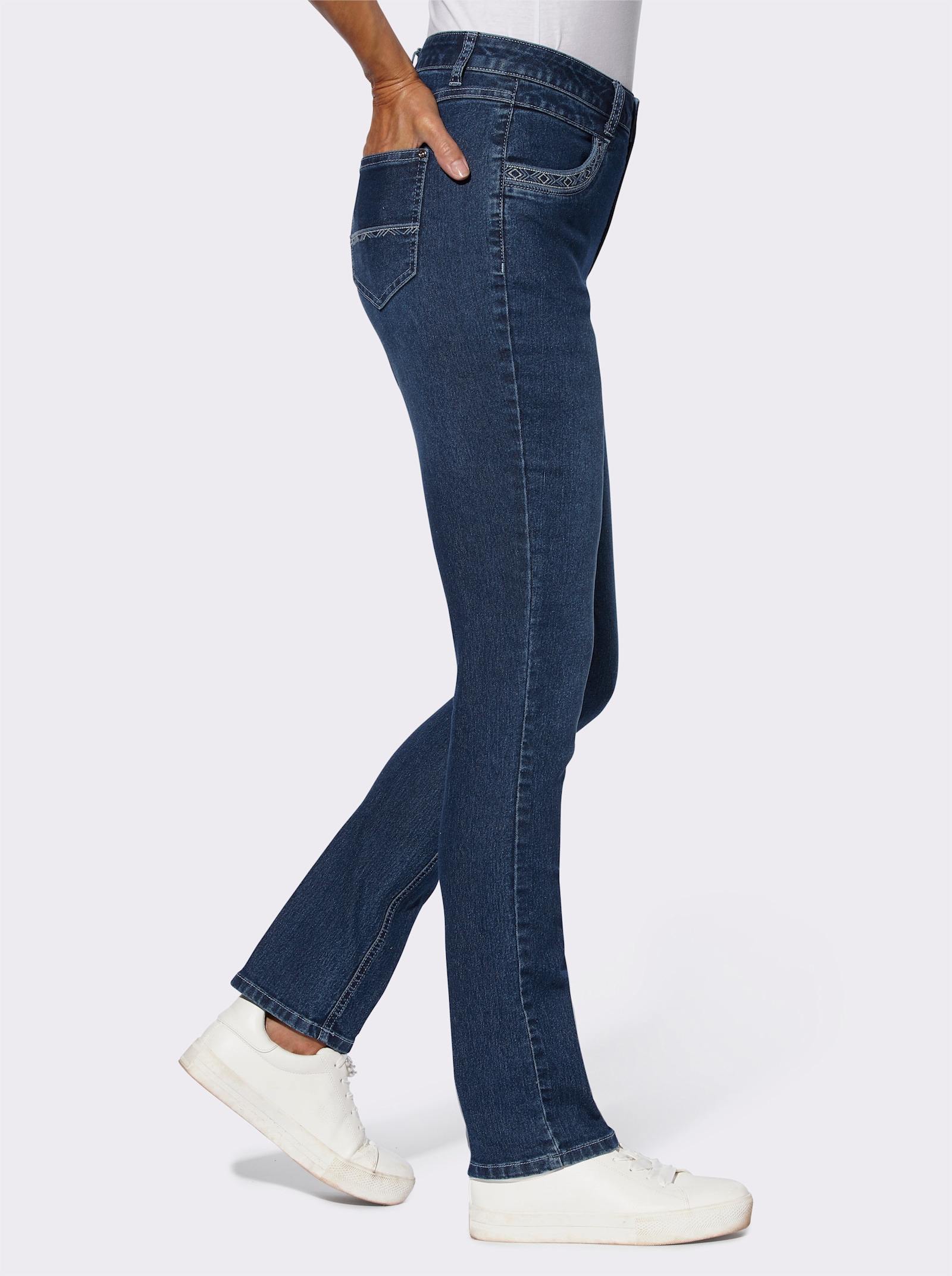 Jeans met glanzend borduursel - blue-stonewashed