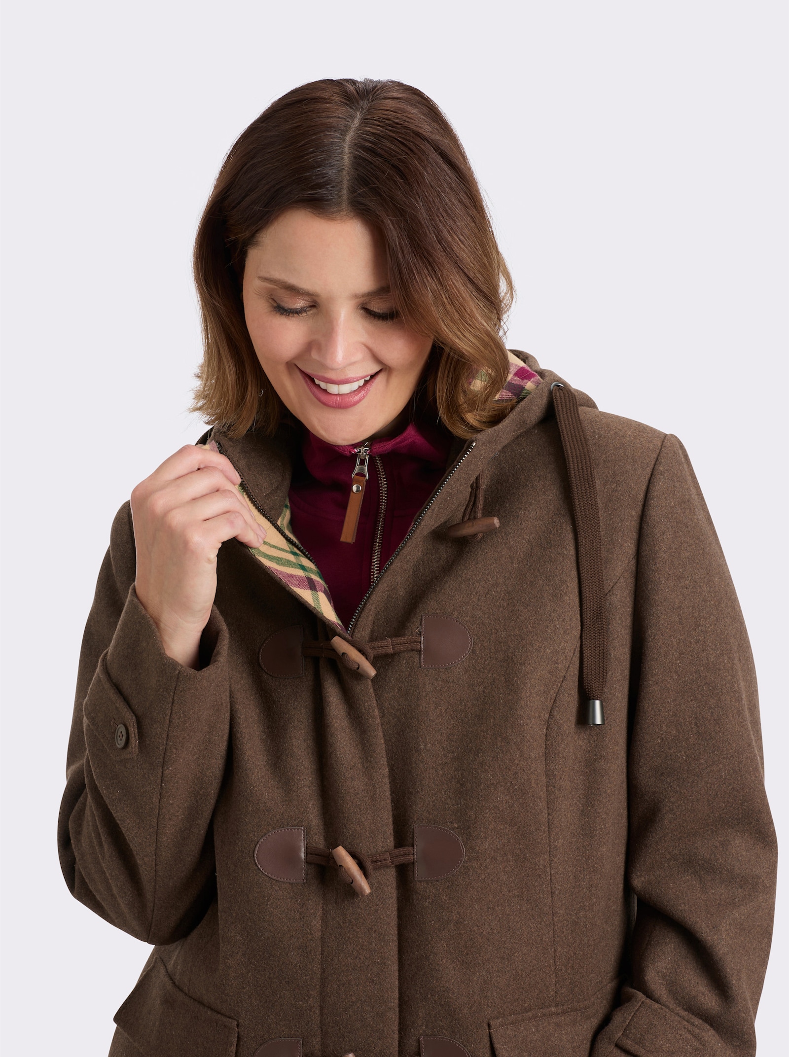 sheego Dufflecoat mit Knebel- und Reißverschluss - schoko