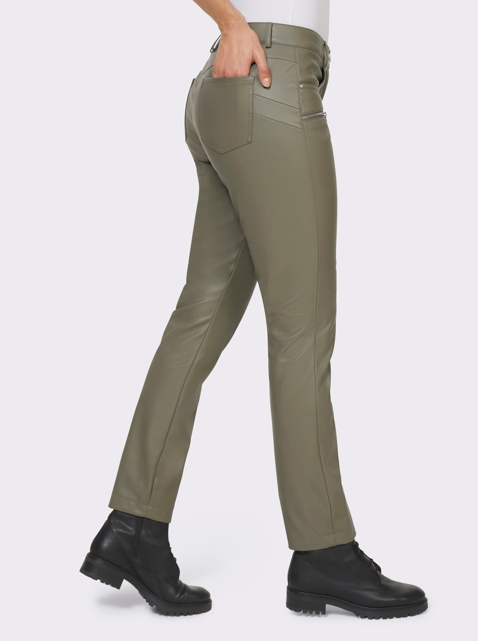 heine Lederimitathose im 5-Pocket-Style - khaki