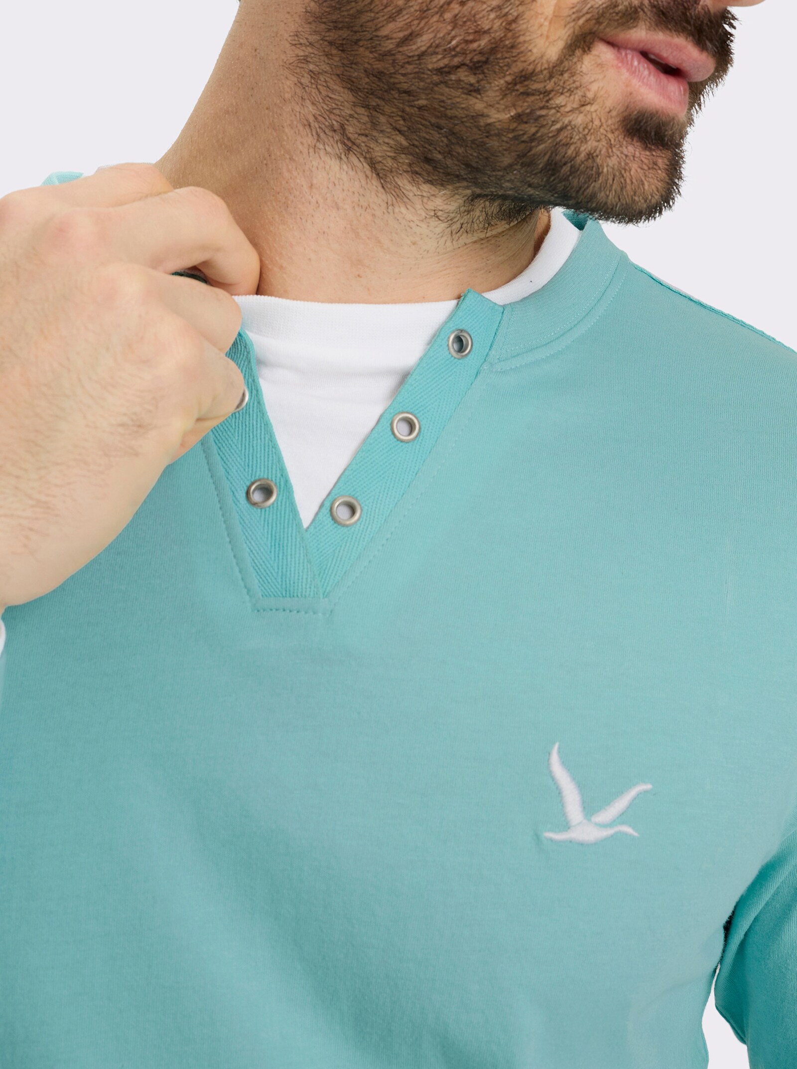 Catamaran Langarmshirt im Doppelpack - mint + hellgrau