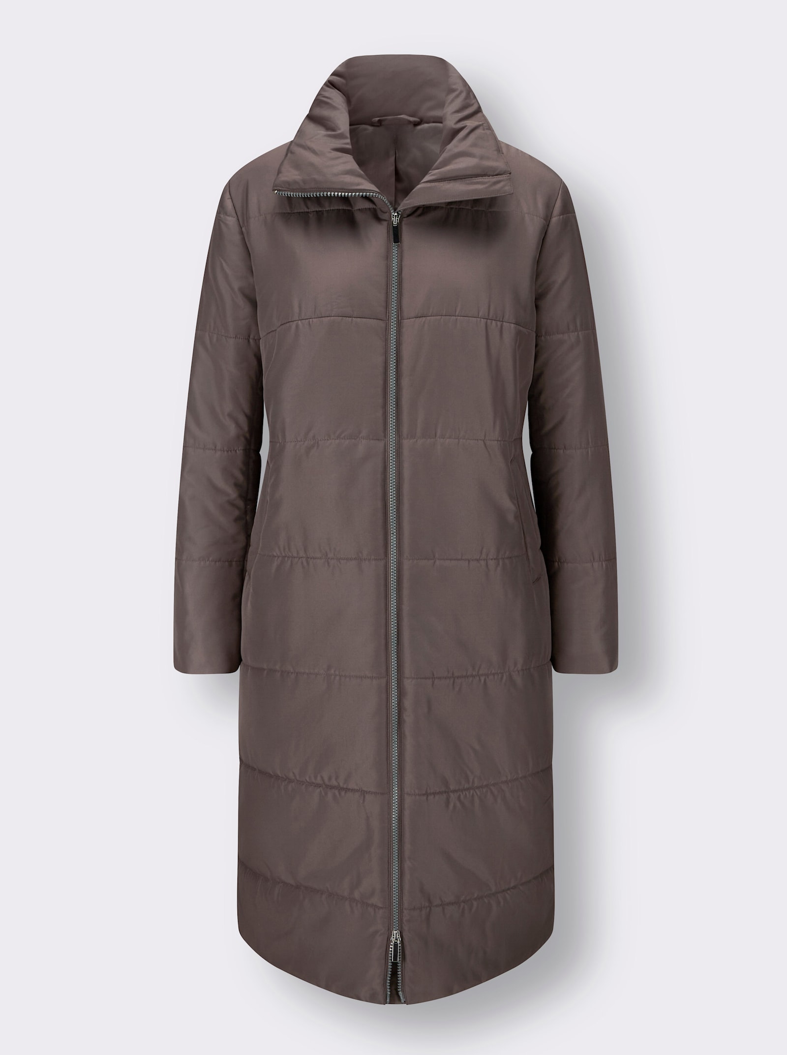 Steppmantel mit Stehkragen - dunkeltaupe