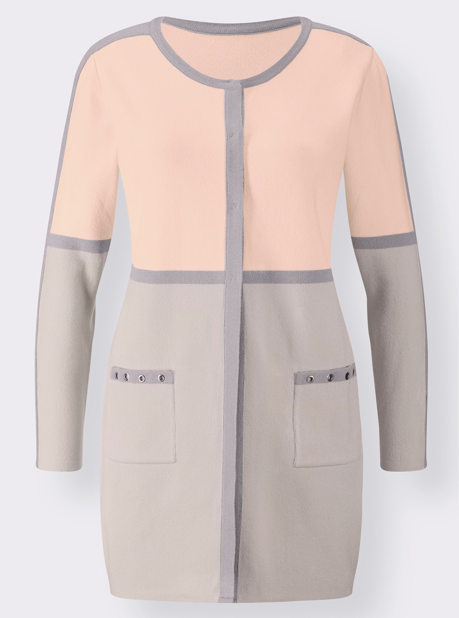 Cardigan mit Kontrast-Streifen - beige-grau