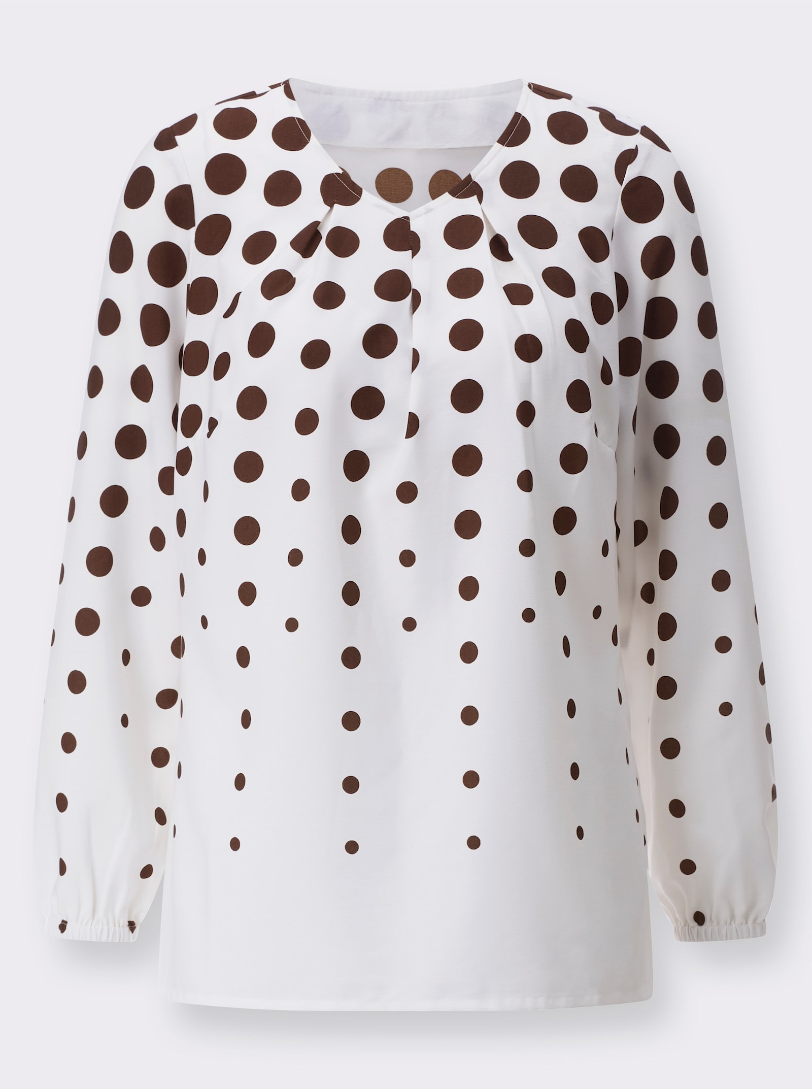 Schlupfbluse im Punkte-Dessin - ecru-schoko-bedruckt