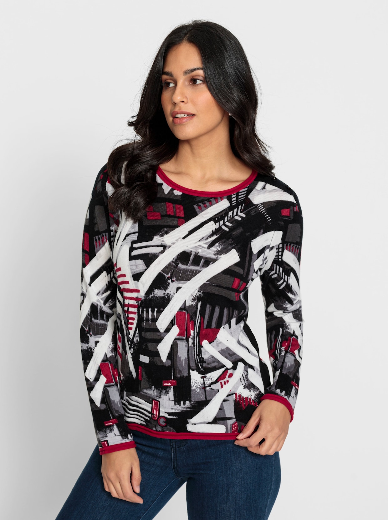 Pullover met lange mouwen - zwart/rood geprint