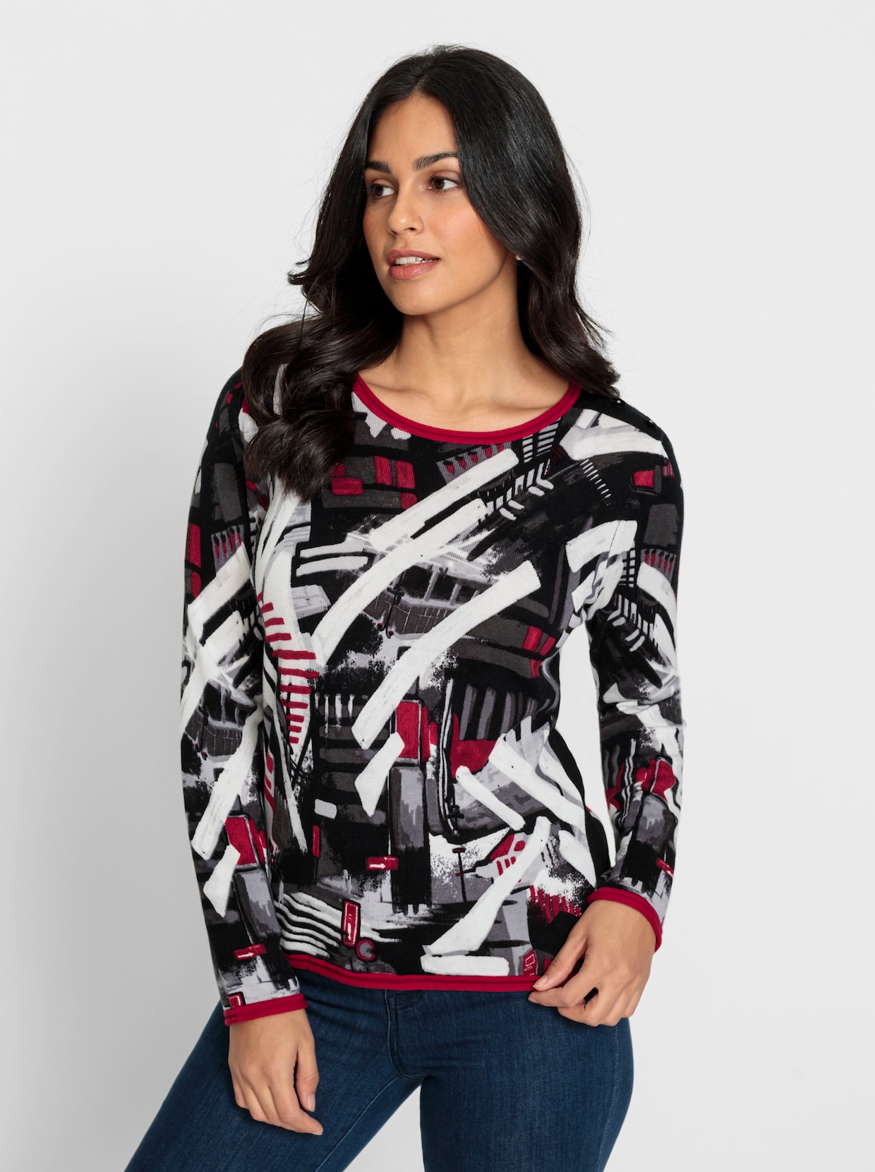 Pullover - zwart/rood geprint