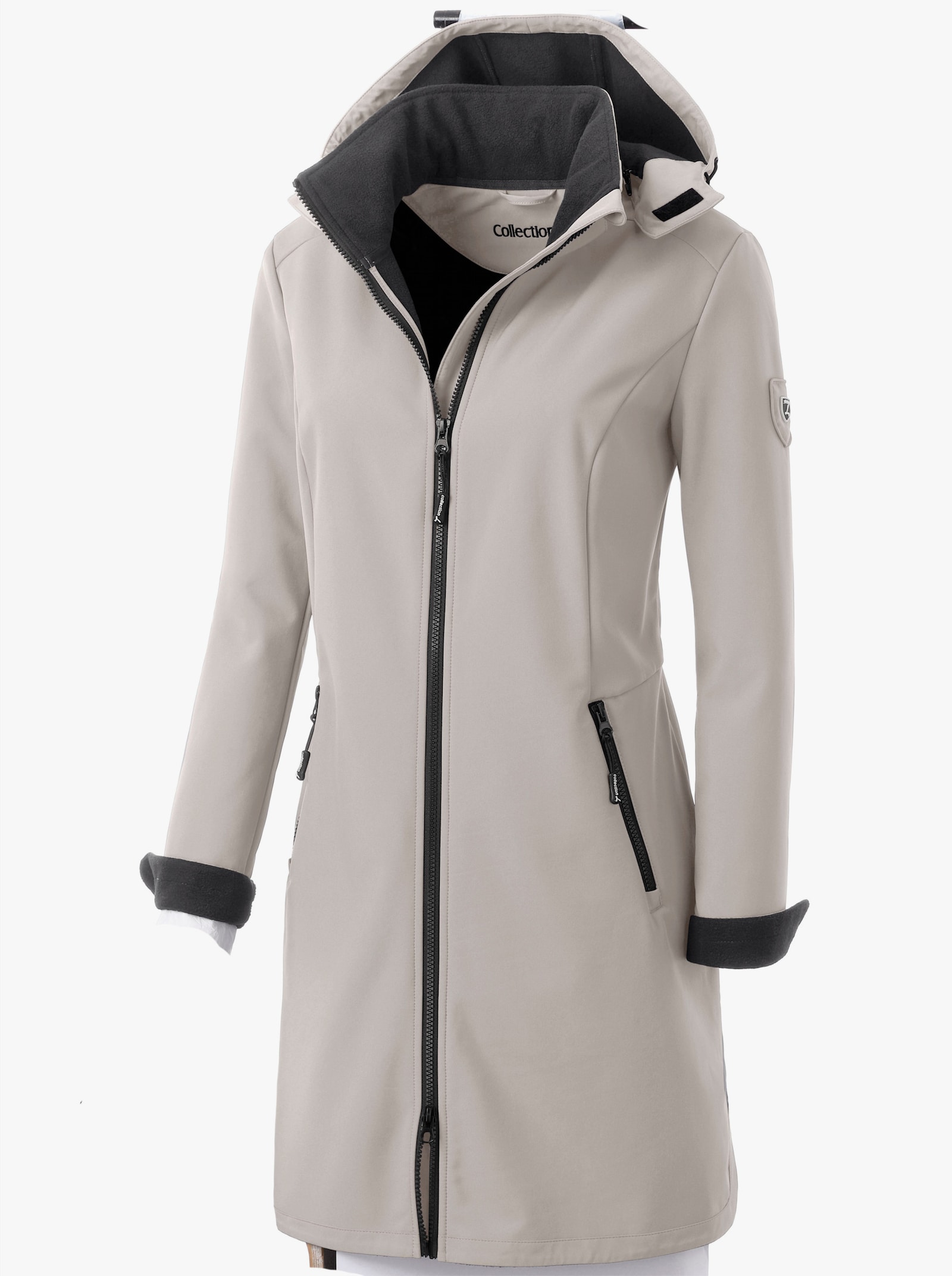 Softshelljacke mit Gummizug im Rücken - stein