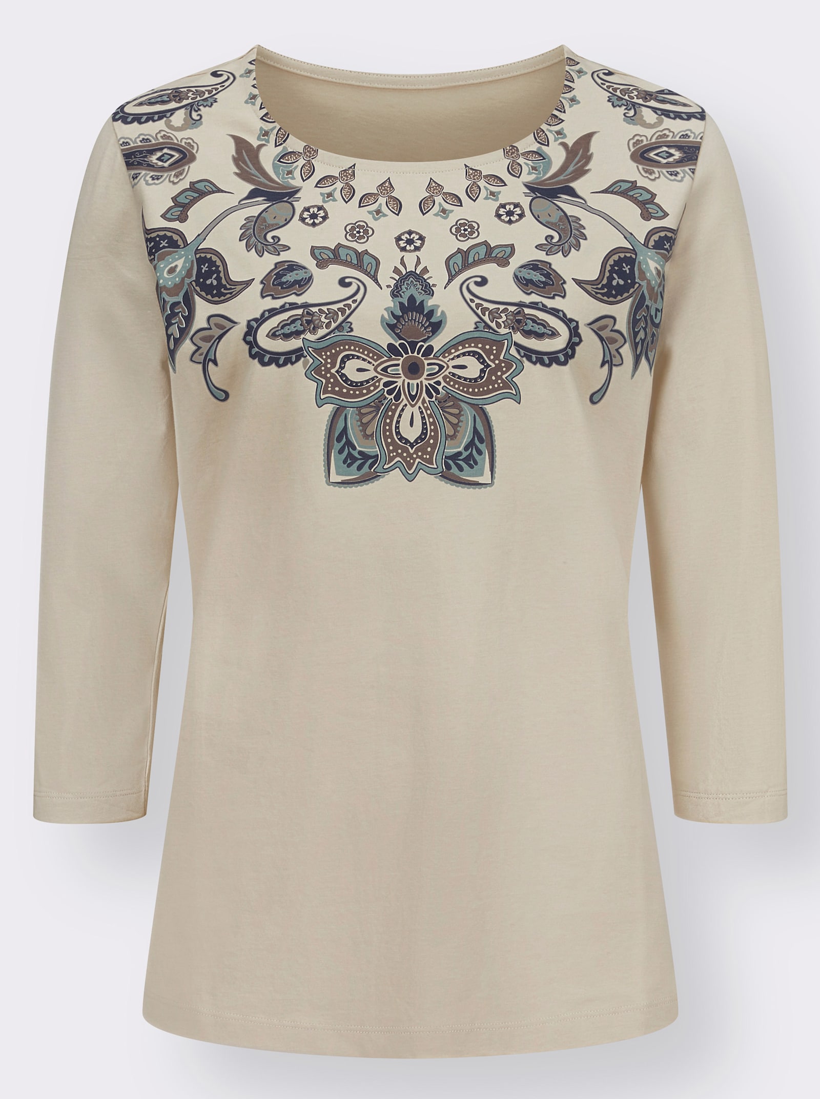 3/4-Arm-Shirt mit Druck im Vorderteil - sand-marine
