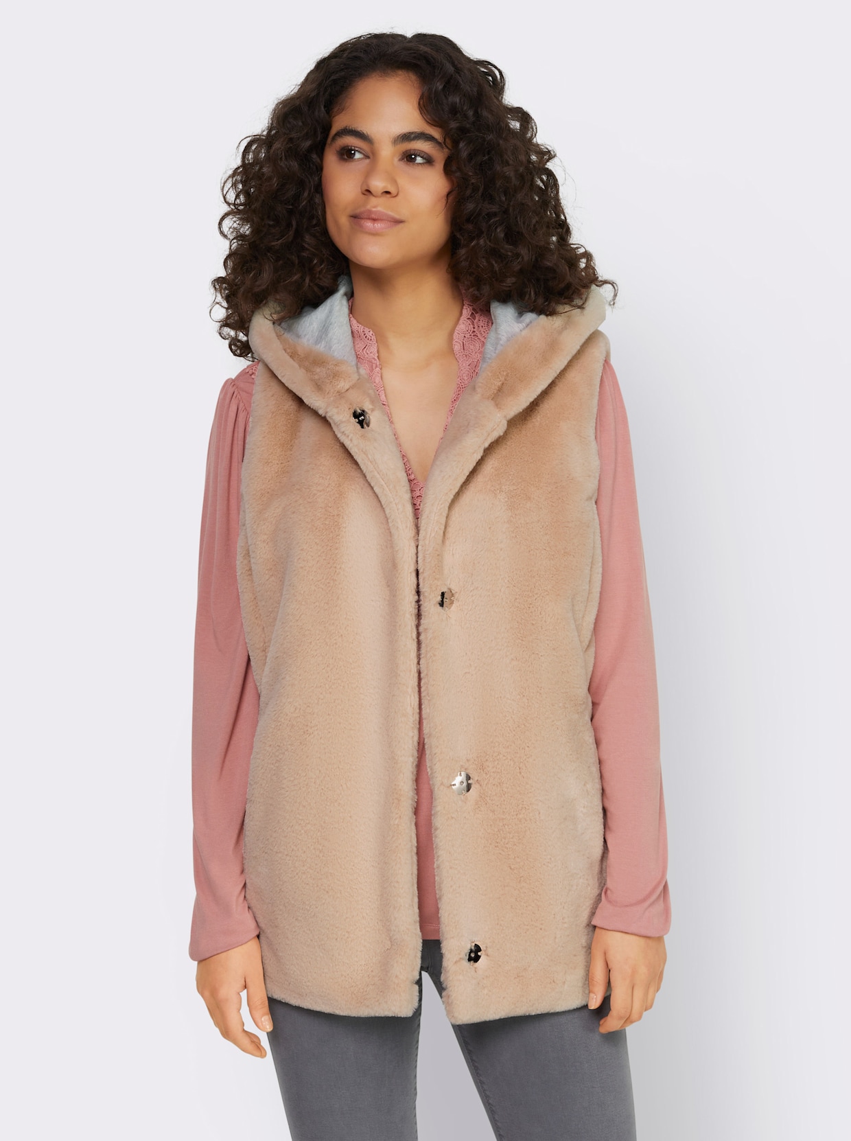 heine Gilet van imitatiebont - ivoorkleur