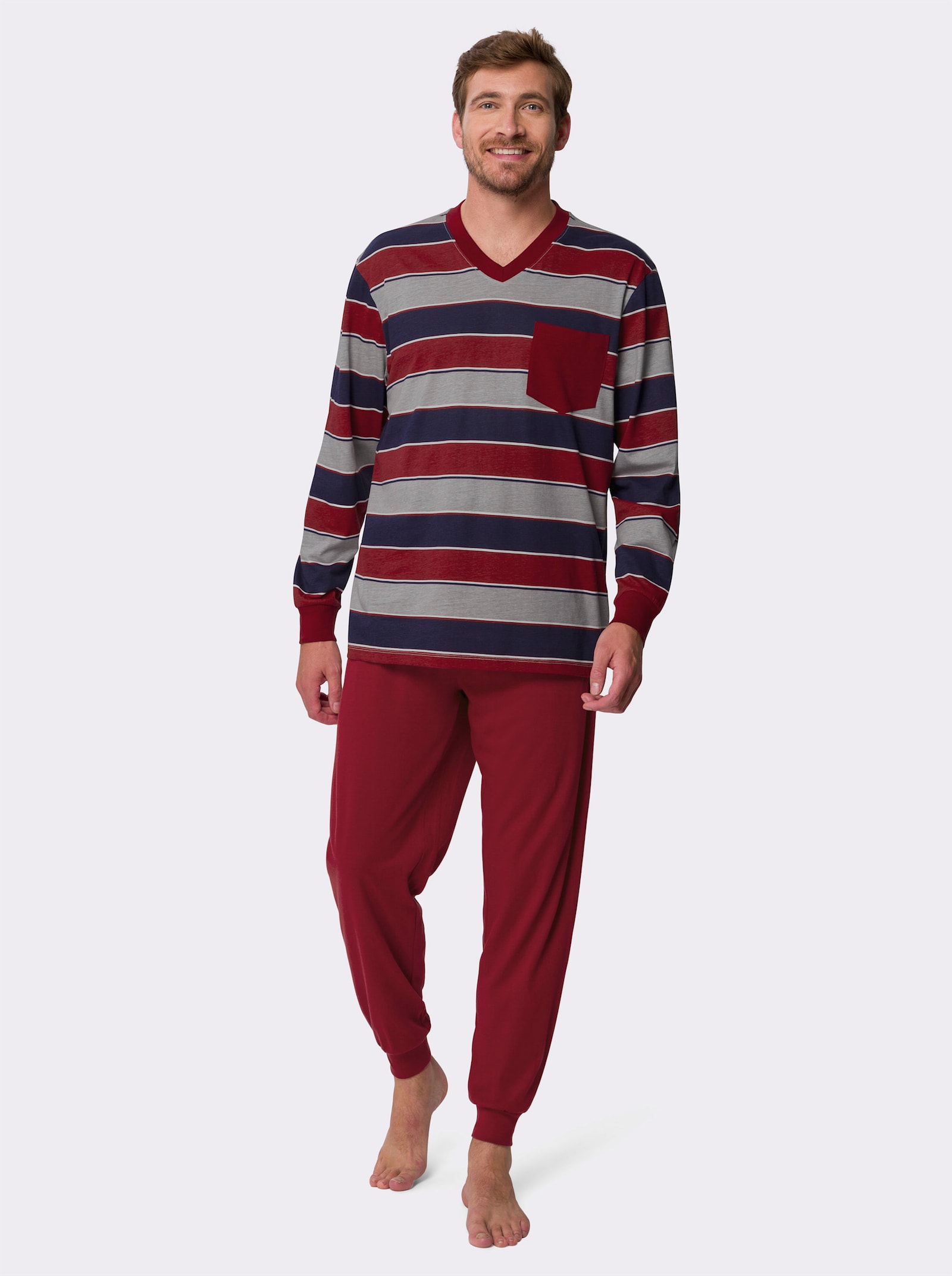 Pyžamo - Tmavočervené pruhovanie