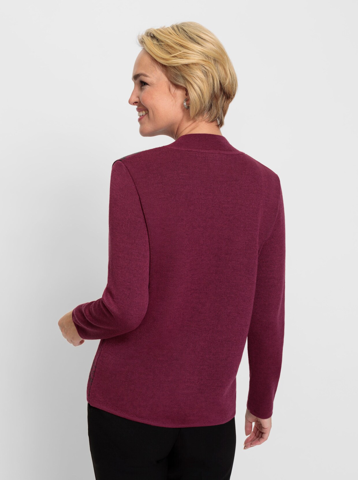 Pullover met ronde hals - bordeaux gemêleerd
