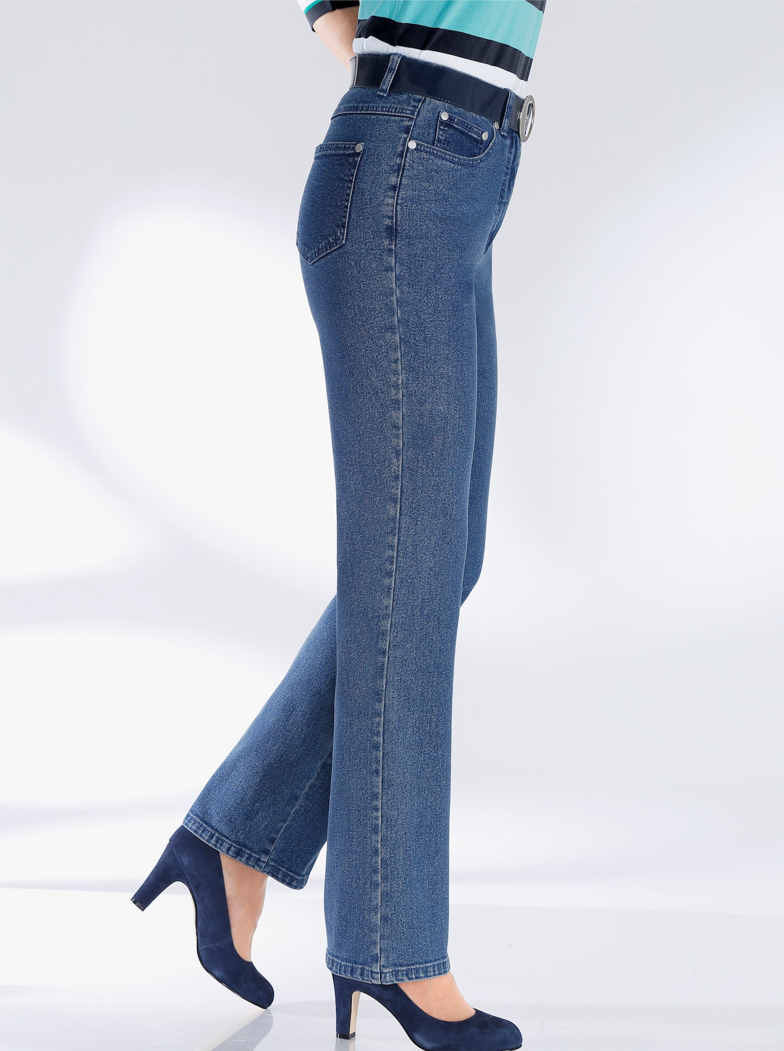 5-Pocket-Jeans mit innenliegendem Dehnbund - blue-stone-washed