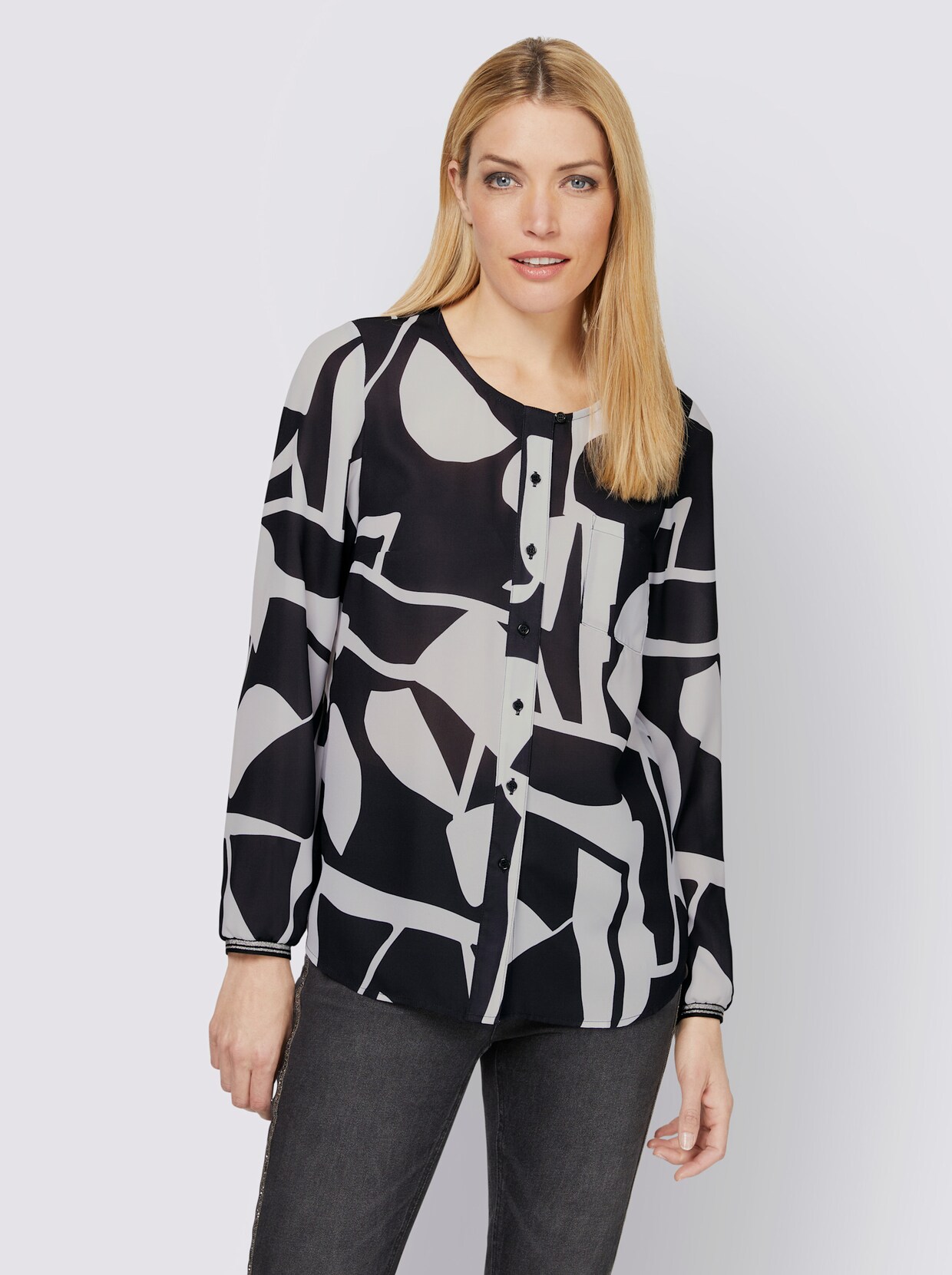 heine Blouse met print - zwart/wit geprint