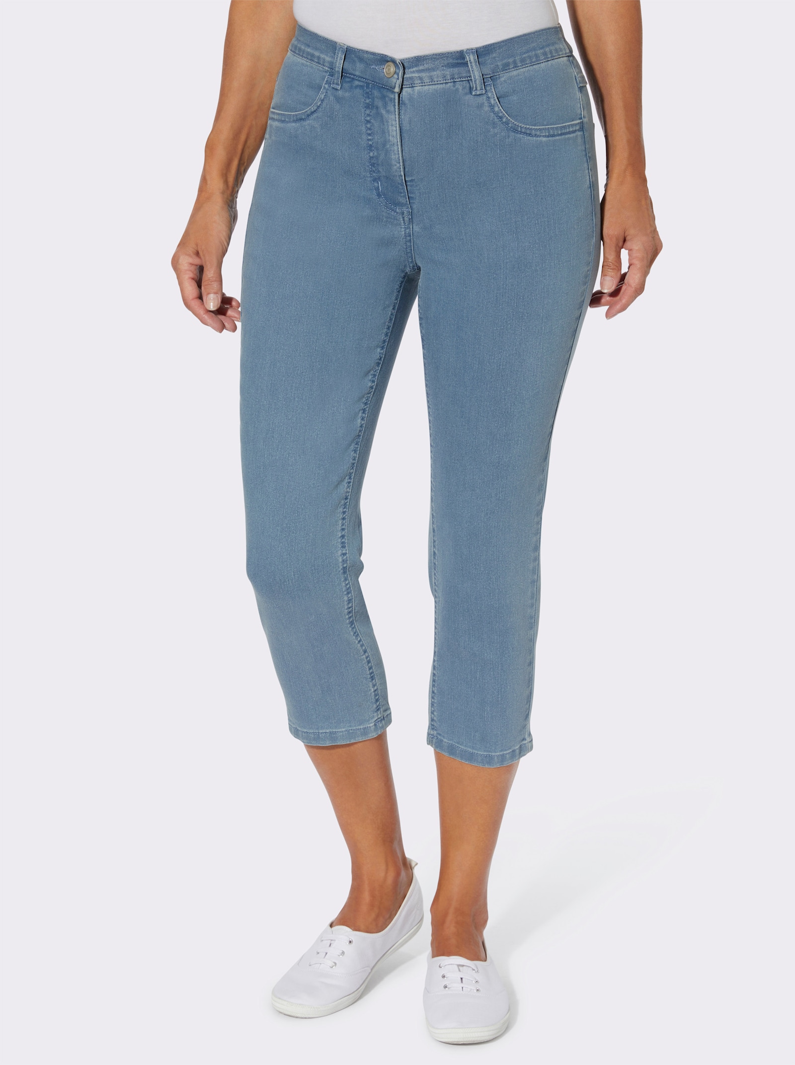 3/4-Jeans mit Zier-Schnürungen - blue-bleached
