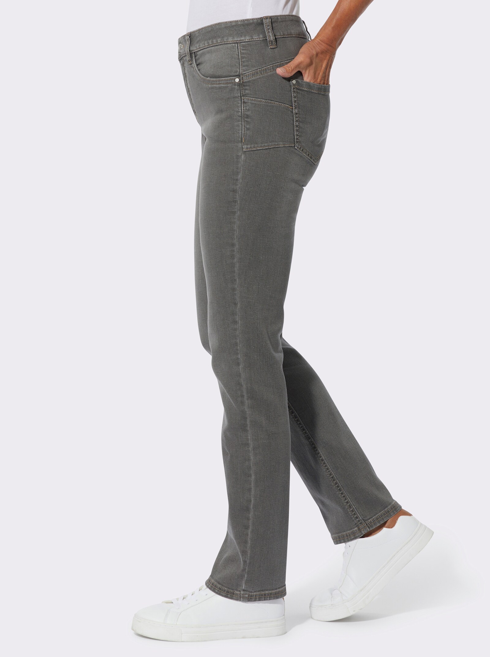 Push-up-Jeans mit Abnähern hinten - stone-grey-denim